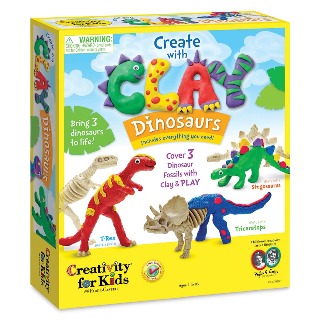 Open in modal - Creativity for Kids Create with Clay Kits - Angled view of front of Dinosaurs Kit