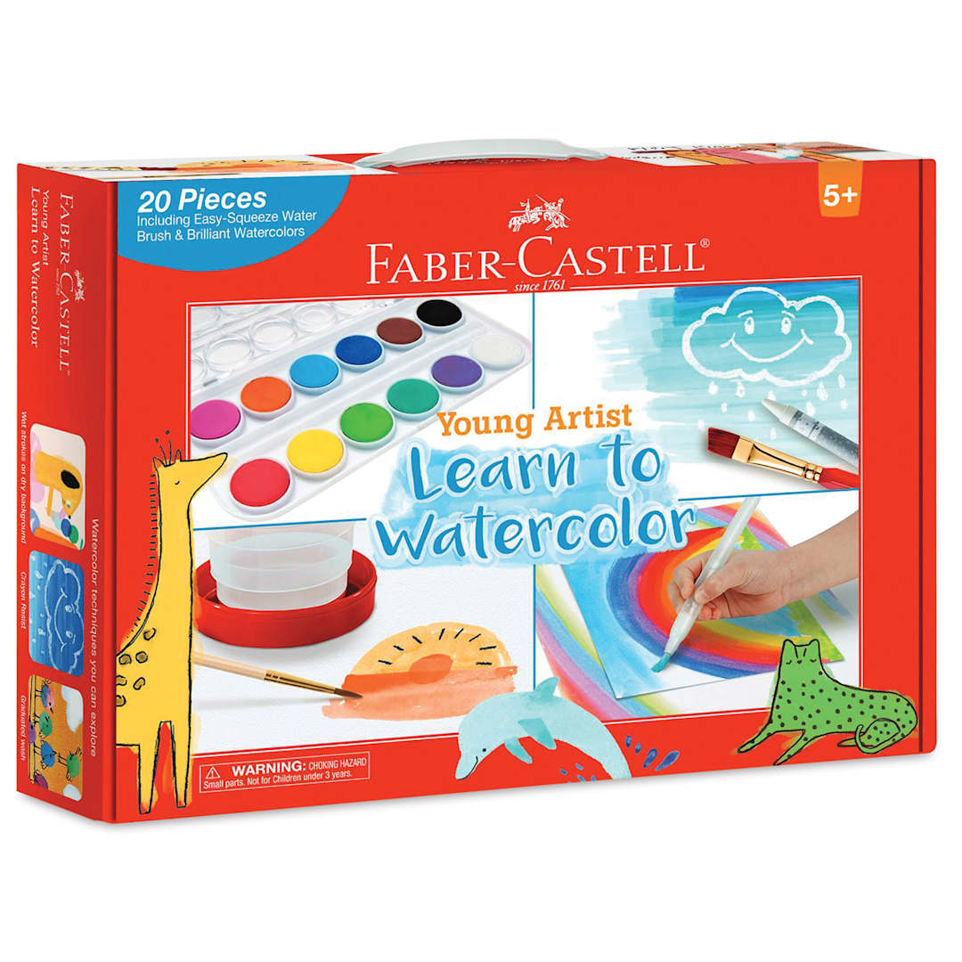 Open in modal - Faber-Castell Young Artist Learn to Watercolor Set - Angled view of package