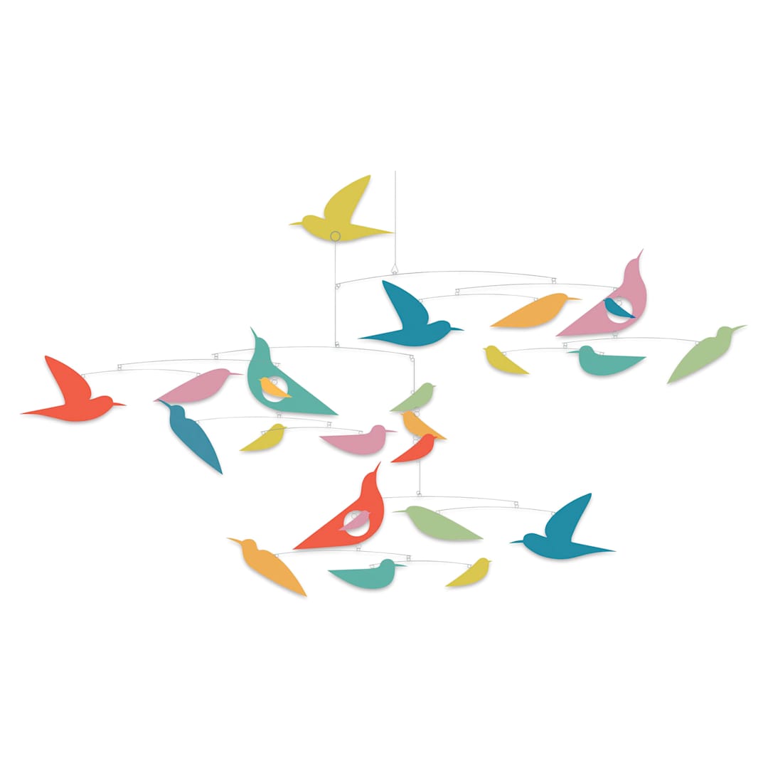 Open in modal - Djeco Little Big Room Giant Paper Mobile - Multicolor Birds (assembled mobile)