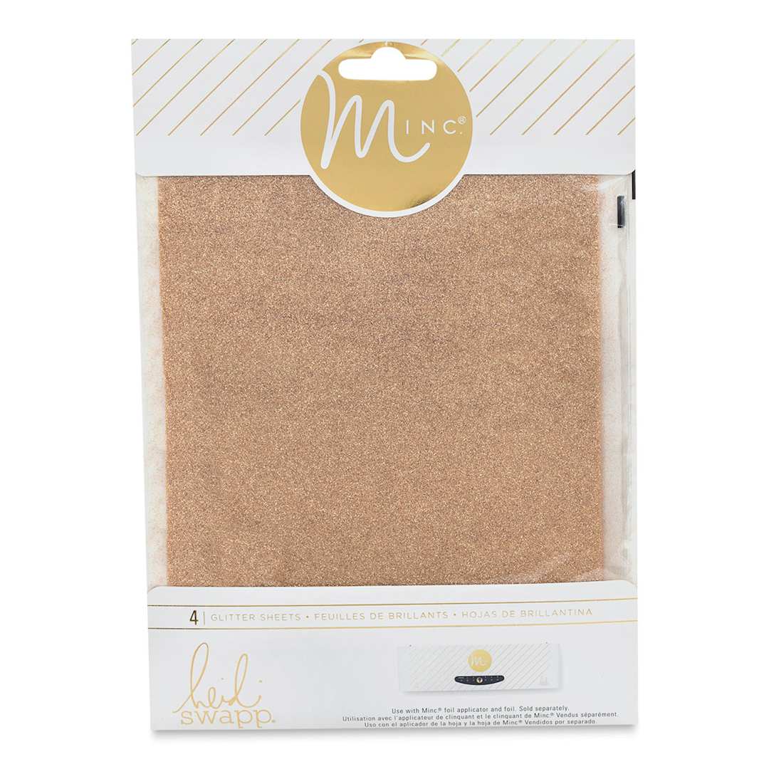 Open in modal - Heidi Swapp Minc Glitter Sheets - Front of Rose Gold Package of 4 sheets