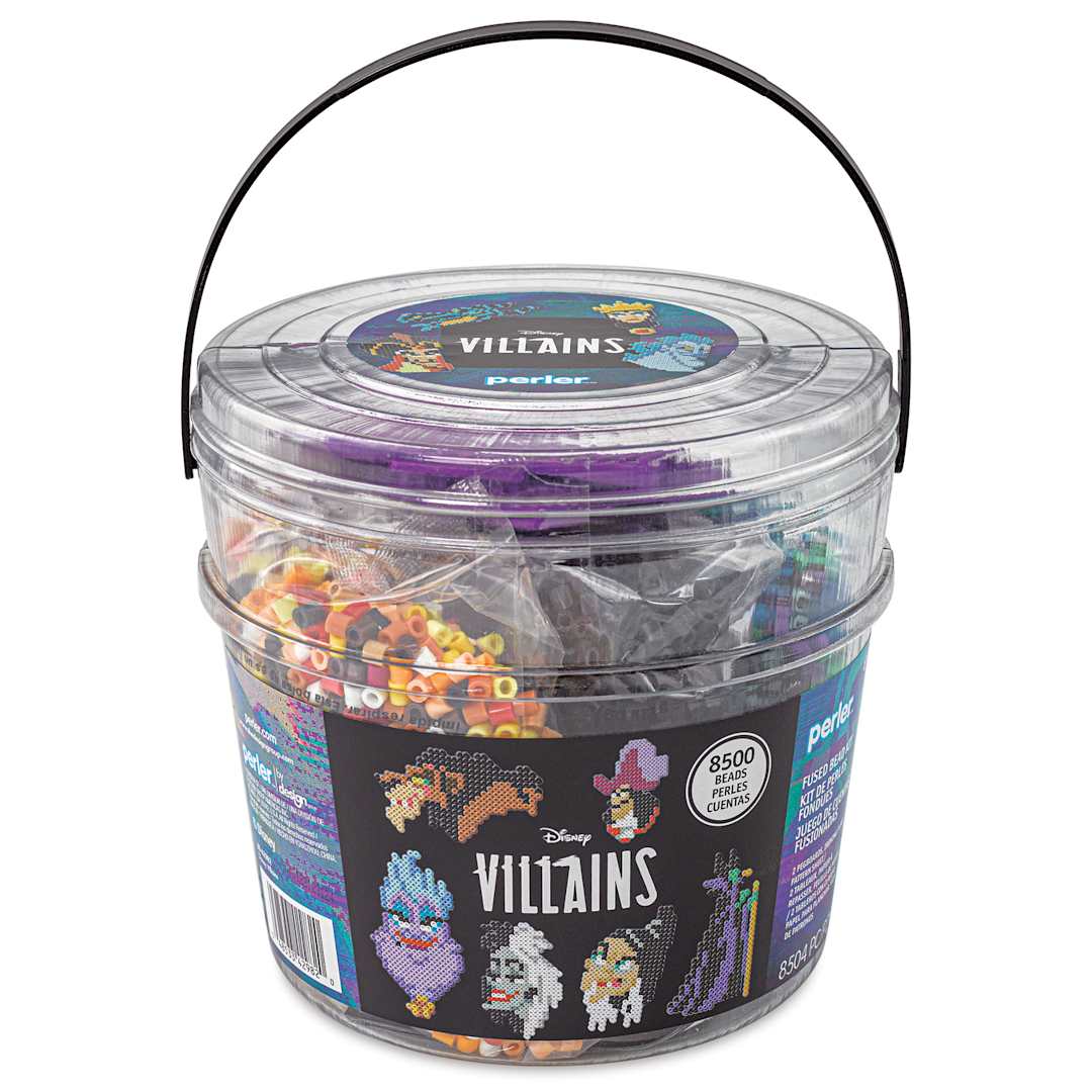Open in modal - Perler Disney Villains Fused Bead Bucket Kit, front of the packaging