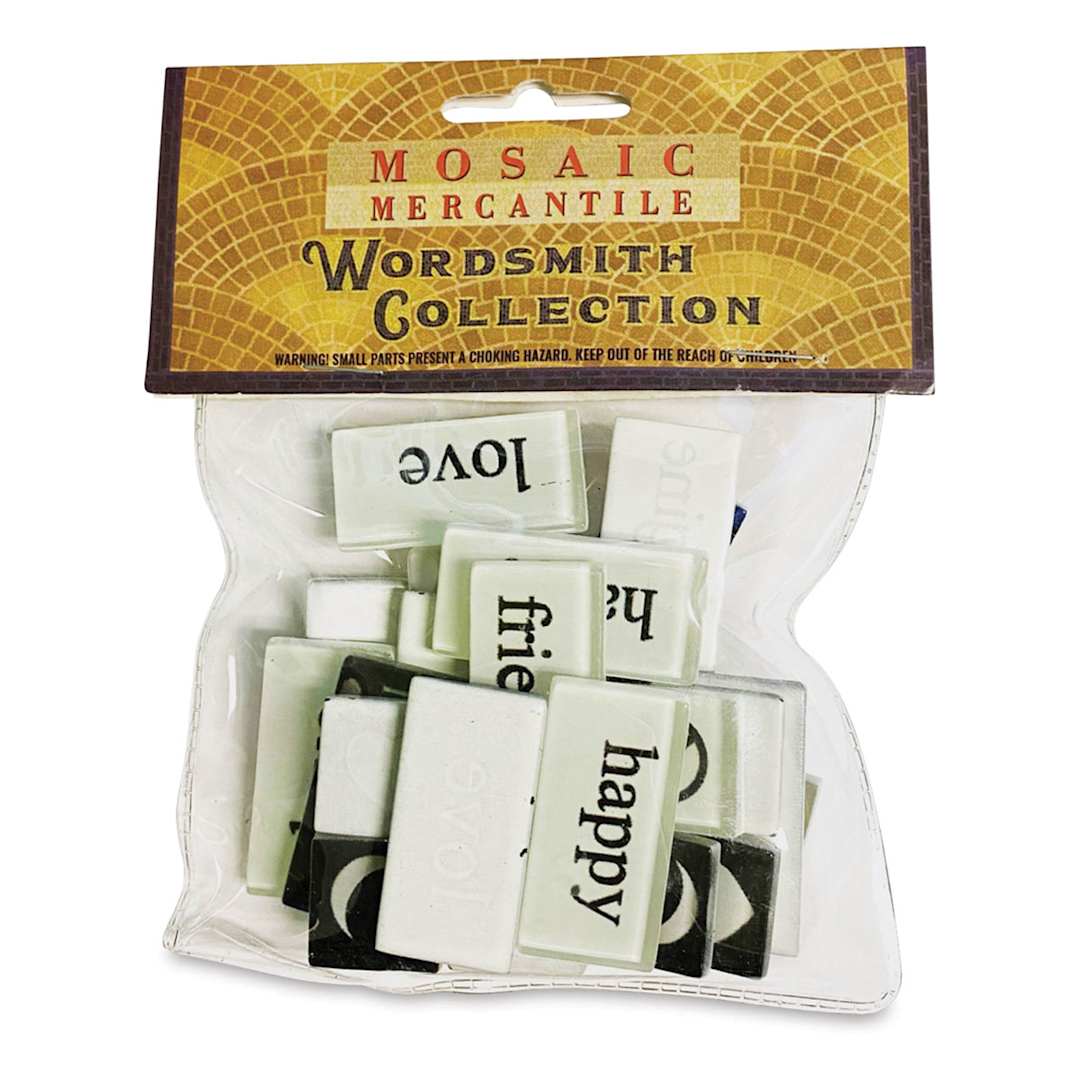 Open in modal - Mosaic Mercantile Word Tiles - Black/White, Package of 30 (In packaging)