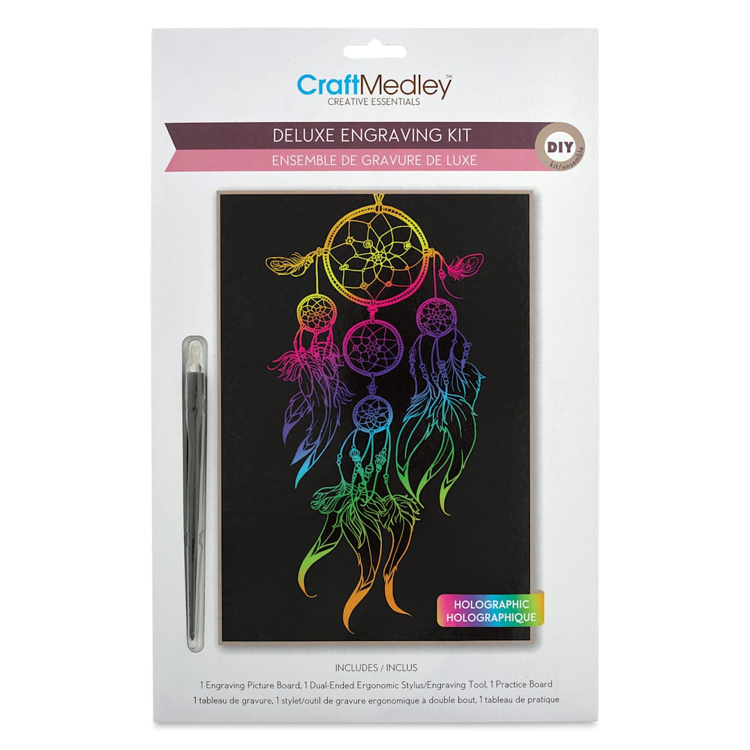 Open in modal - Craft Medley Deluxe Engraving Kit - Holographic Dream Catcher, front of the packaging