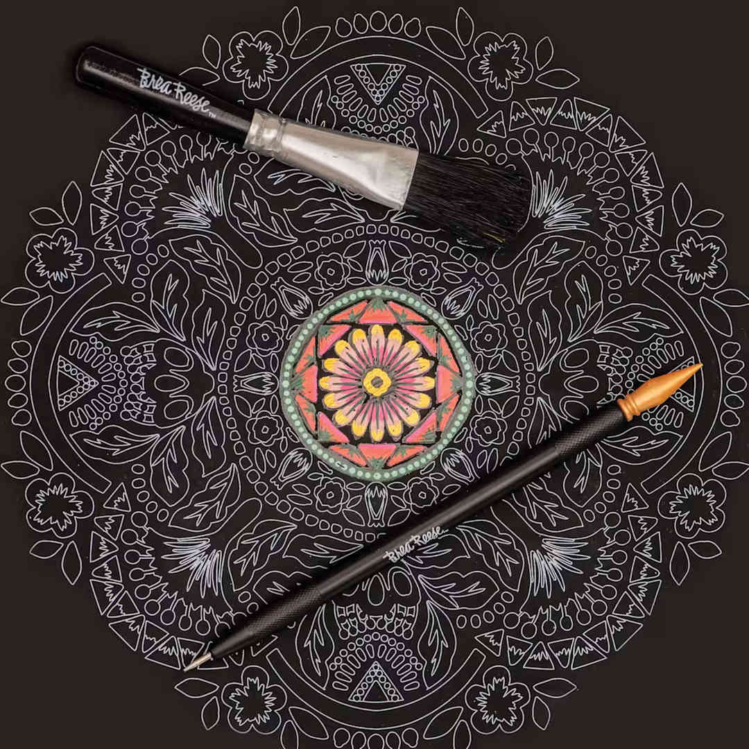 Open in modal - Brea Reese Scratch Art Kit - Mandala design and tools