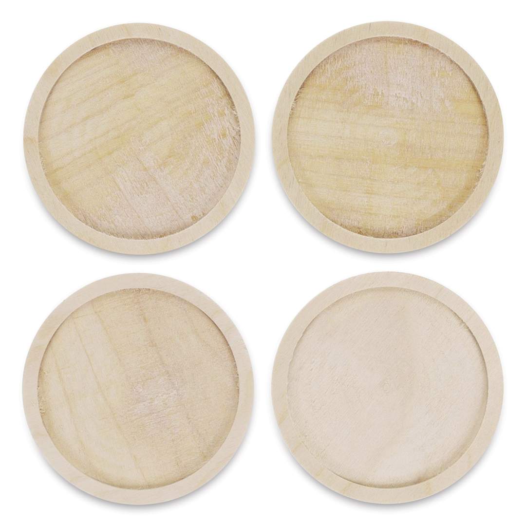 Open in modal - Leisure Arts Welled Wood Surface Coasters - Pkg of 4, Circle, 4"