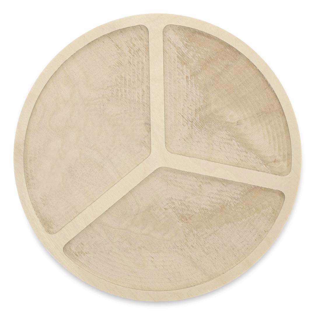 Open in modal - Leisure Arts Large Welled Wood Surface - Circle w/ Three Sections, 10" Dia.
