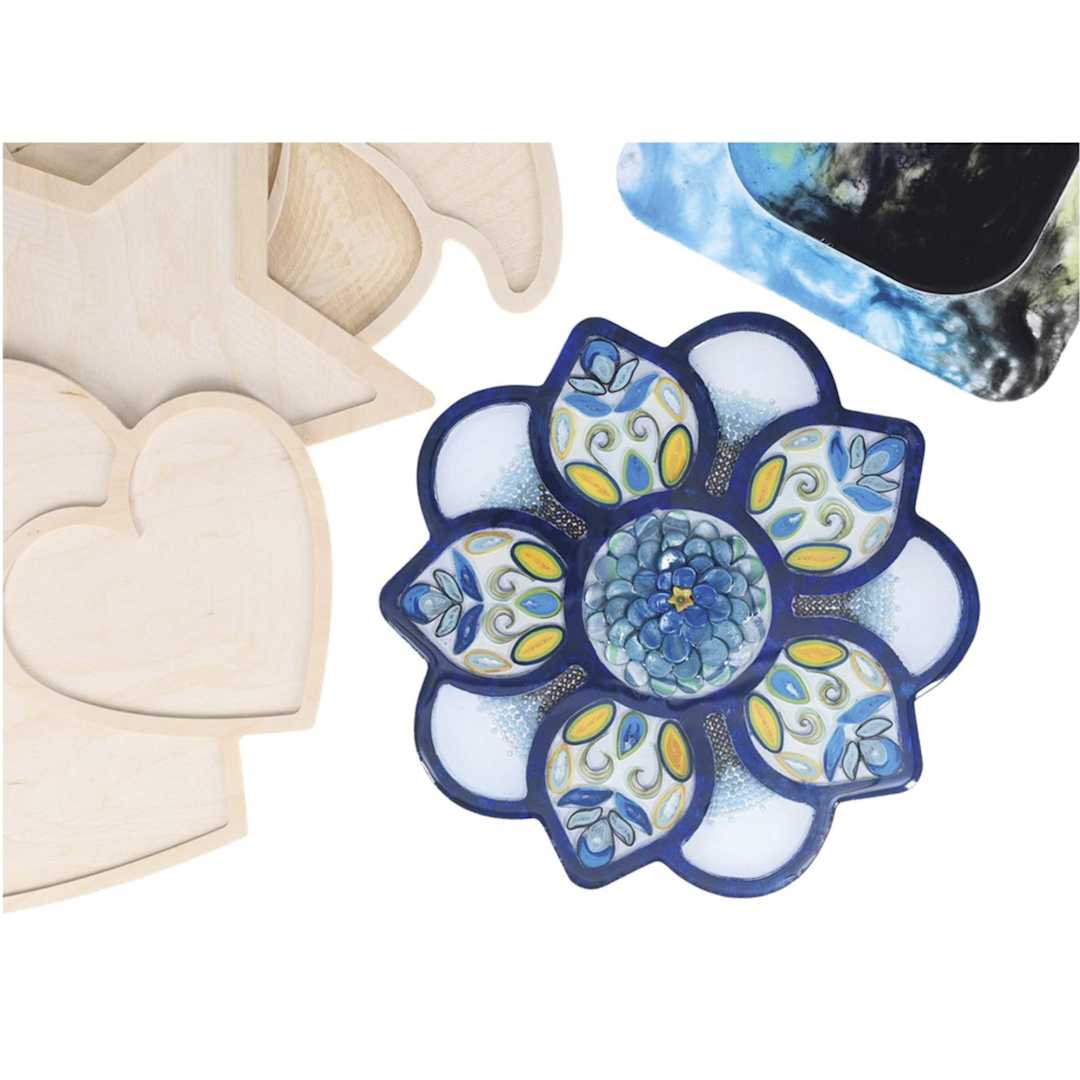 Open in modal - Leisure Arts Large Welled Wood Surface - Finished Mandala Example