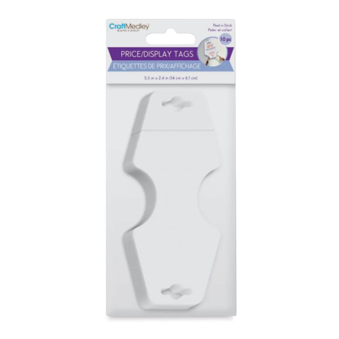 Open in modal - Craft Medley Peel-n-Stick Display Tags - White, Pkg of 10, front of packaging