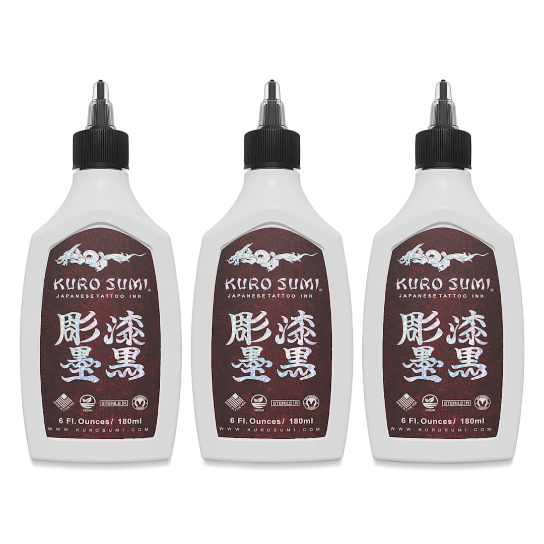 Open in modal - Kuro Sumi Lining and Shading Tattoo Ink Set - Set of 3, 6 oz bottles