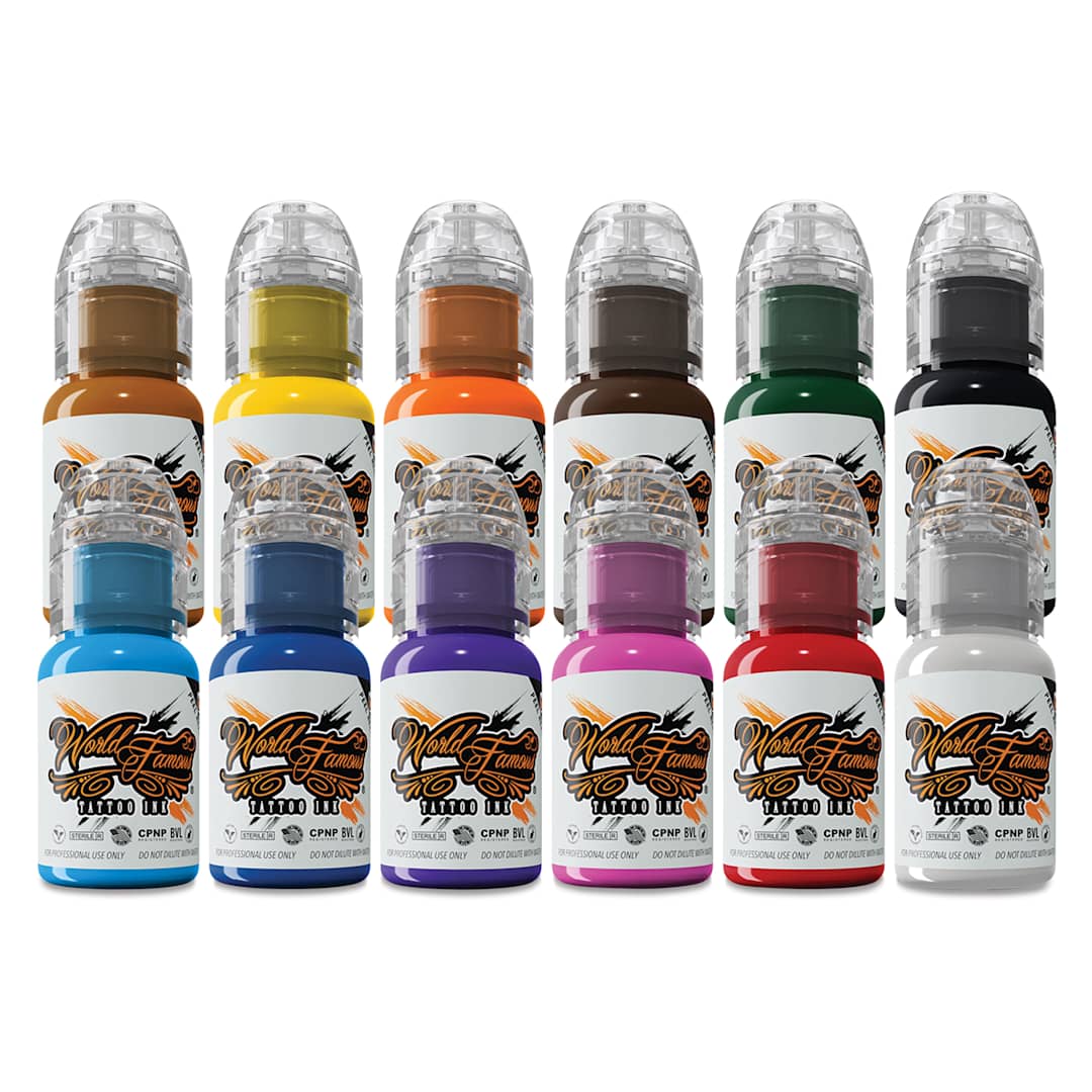 Open in modal - World Famous Tattoo Inks and Sets - Set of 12, Must Haves, 0.5 oz bottles