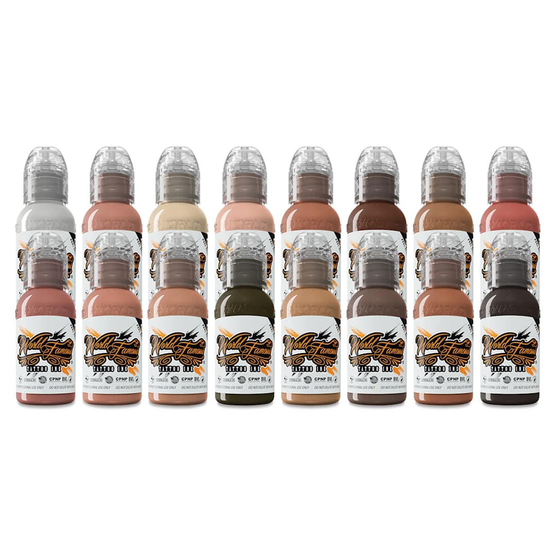 Open in modal - World Famous Tattoo Inks and Sets - Set of 16, Pink Ribbon, 1 oz bottles