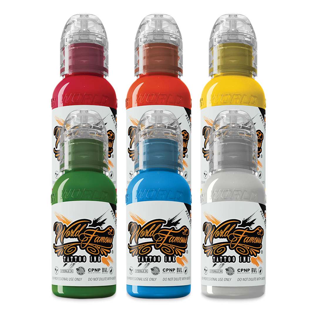 Open in modal - World Famous Tattoo Inks and Sets - Set of 6, Sample, 1 oz bottles