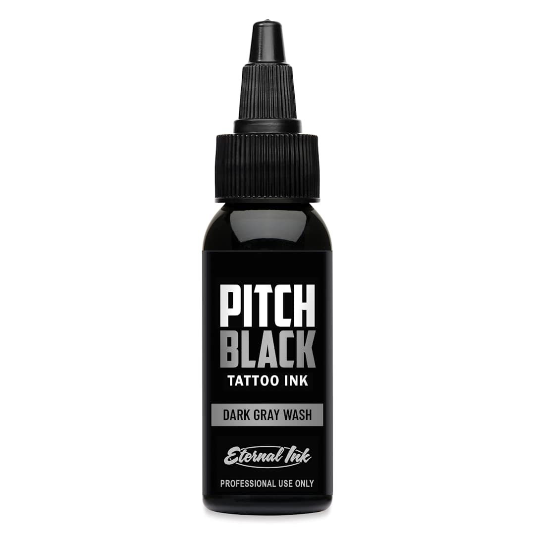 Open in modal - Eternal Ink Pitch Black Gray Wash Tattoo Ink - Dark Gray, 1 oz bottle