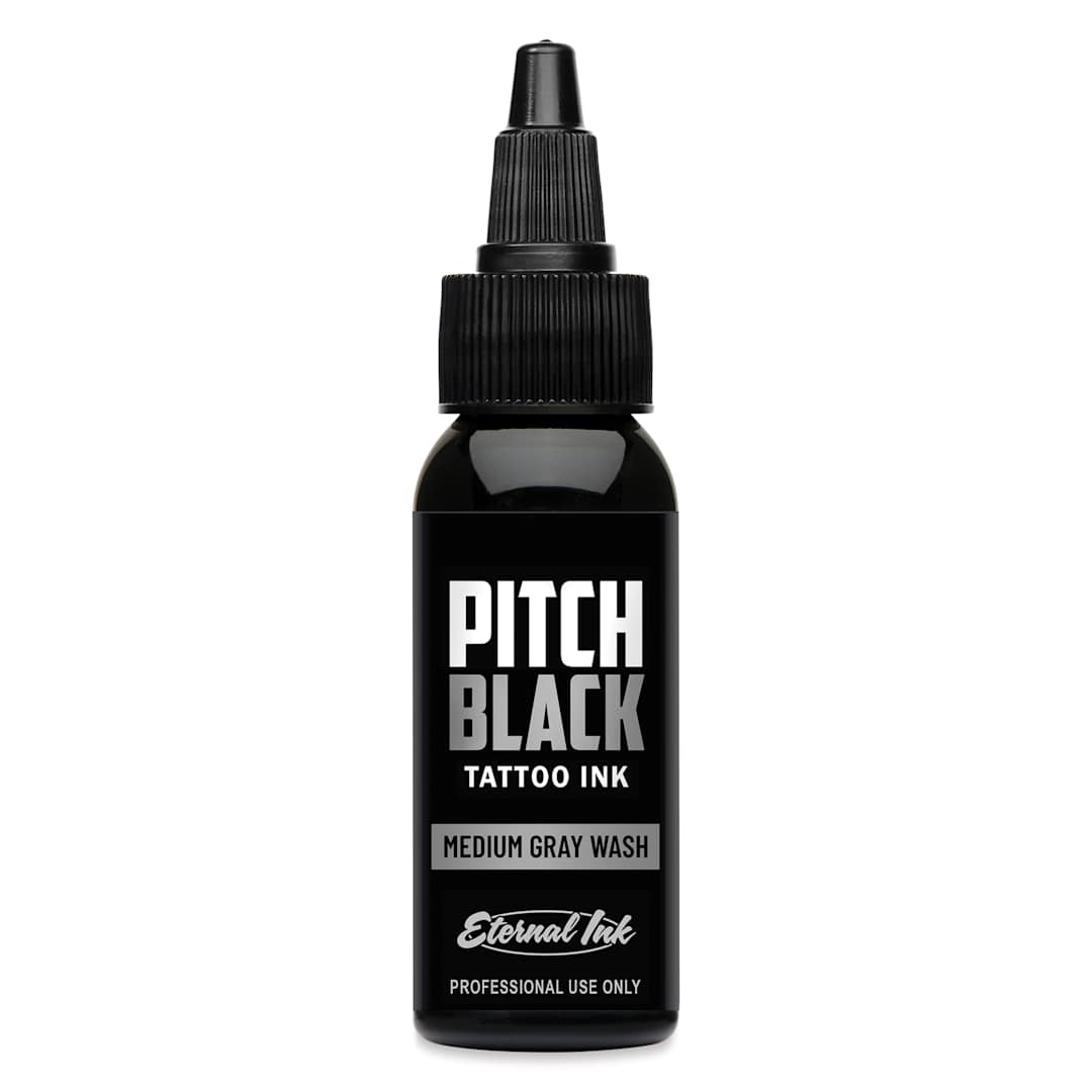 Open in modal - Eternal Ink Pitch Black Gray Wash Tattoo Ink - Medium Gray, 1 oz bottle