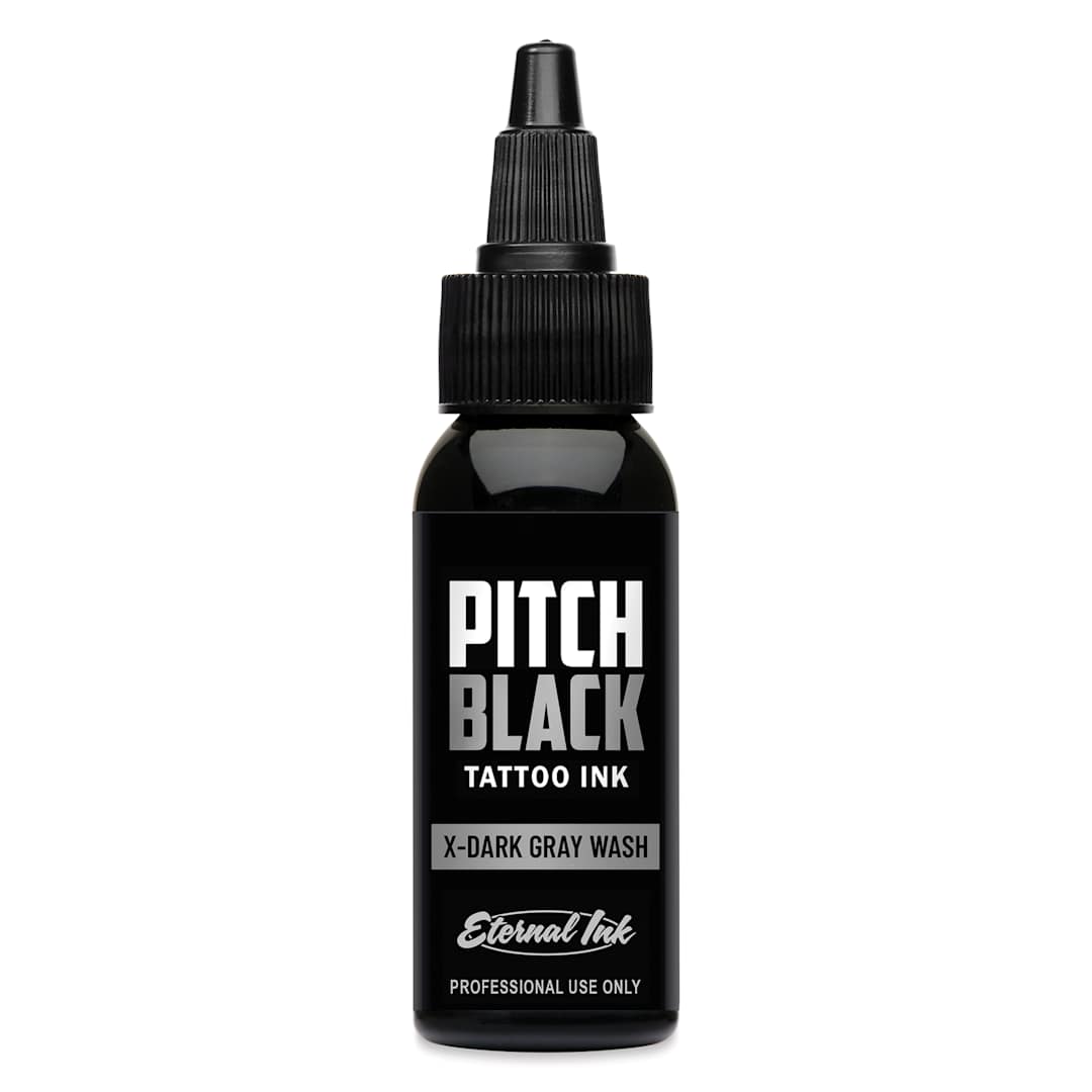 Open in modal - Eternal Ink Pitch Black Gray Wash Tattoo Ink - X-Dark Gray, 1 oz bottle