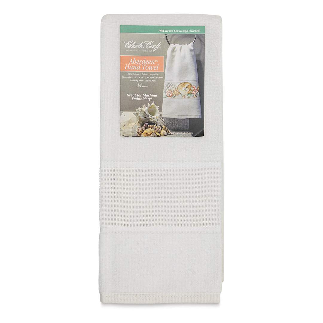 Open in modal - Charles Craft Aberdeen Hand Towel - White, 16-1/2" x 27" (Length shown)