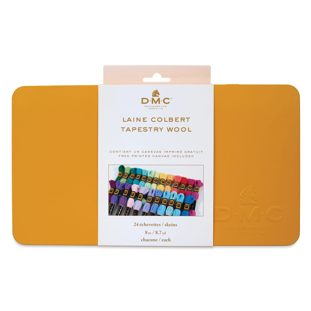 Open in modal - DMC Tapestry Wool Collector's Tin - Set of 24, Assorted Colors front of packaging