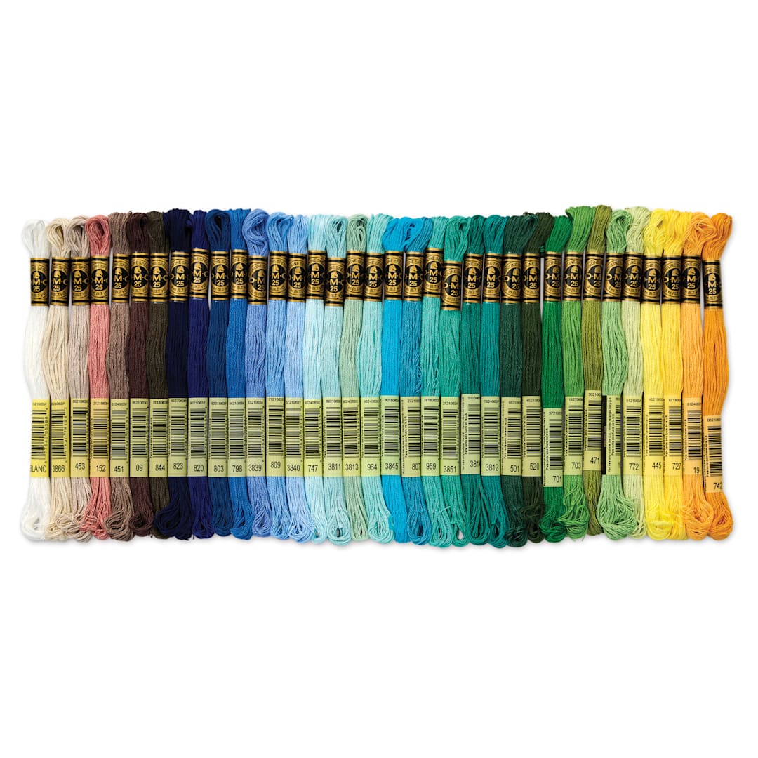 Open in modal - DMC Mouliné Special Collector’s Blue Tin Embroidery Floss - Set of 35, Scenic Colors