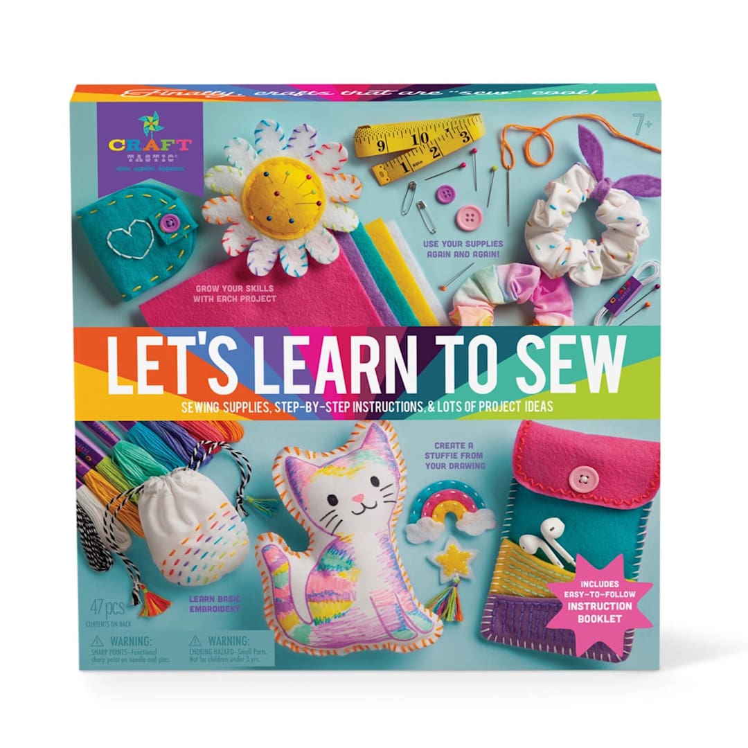 Open in modal - Craft-tastic Let's Learn to Sew Kit 47-Piece Kit