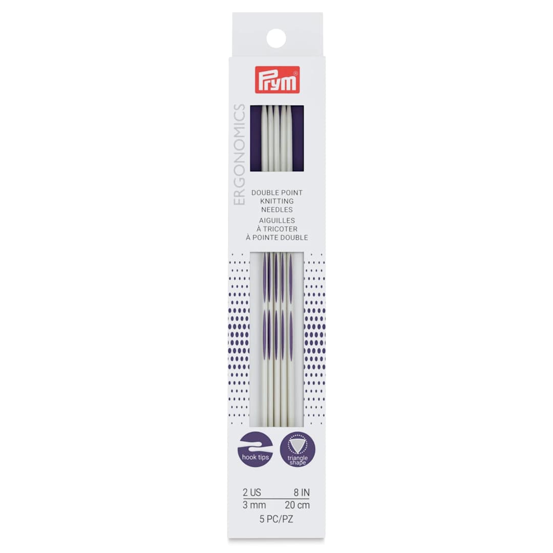 Open in modal - Prym Ergonomics Double Point Knitting Needle Set - Size 2, Set of 5, 8" - front of packaging
