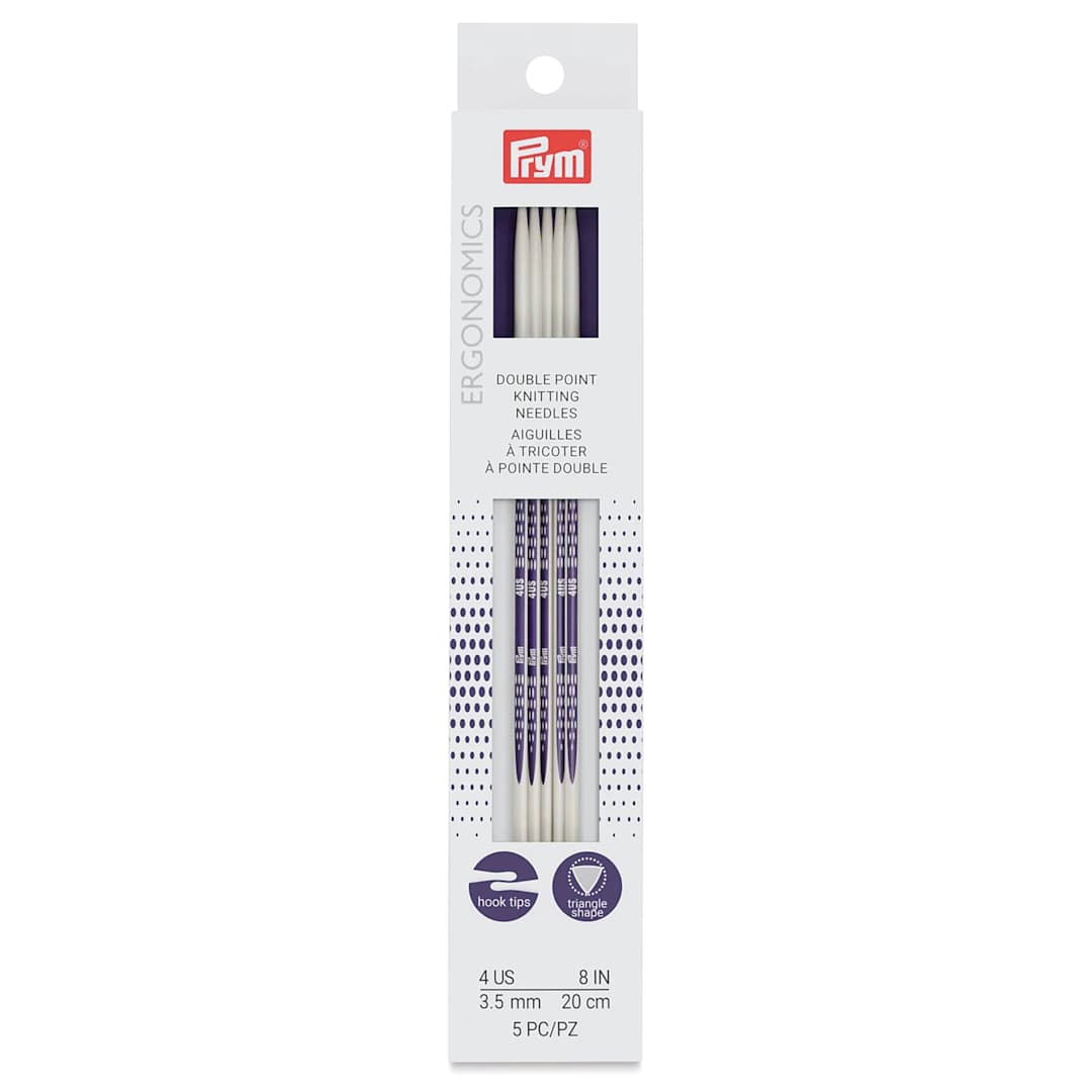 Open in modal - Prym Ergonomics Double Point Knitting Needle Set - Size 4, Set of 5, 8" - front of packaging