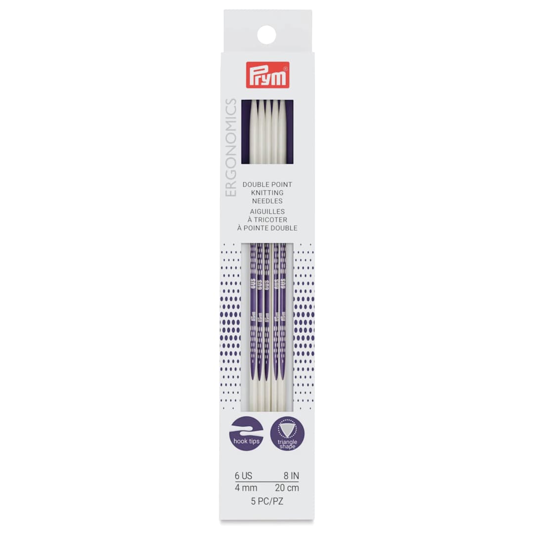 Open in modal - Prym Ergonomics Double Point Knitting Needle Set - Size 6, Set of 5, 8" - front of packaging
