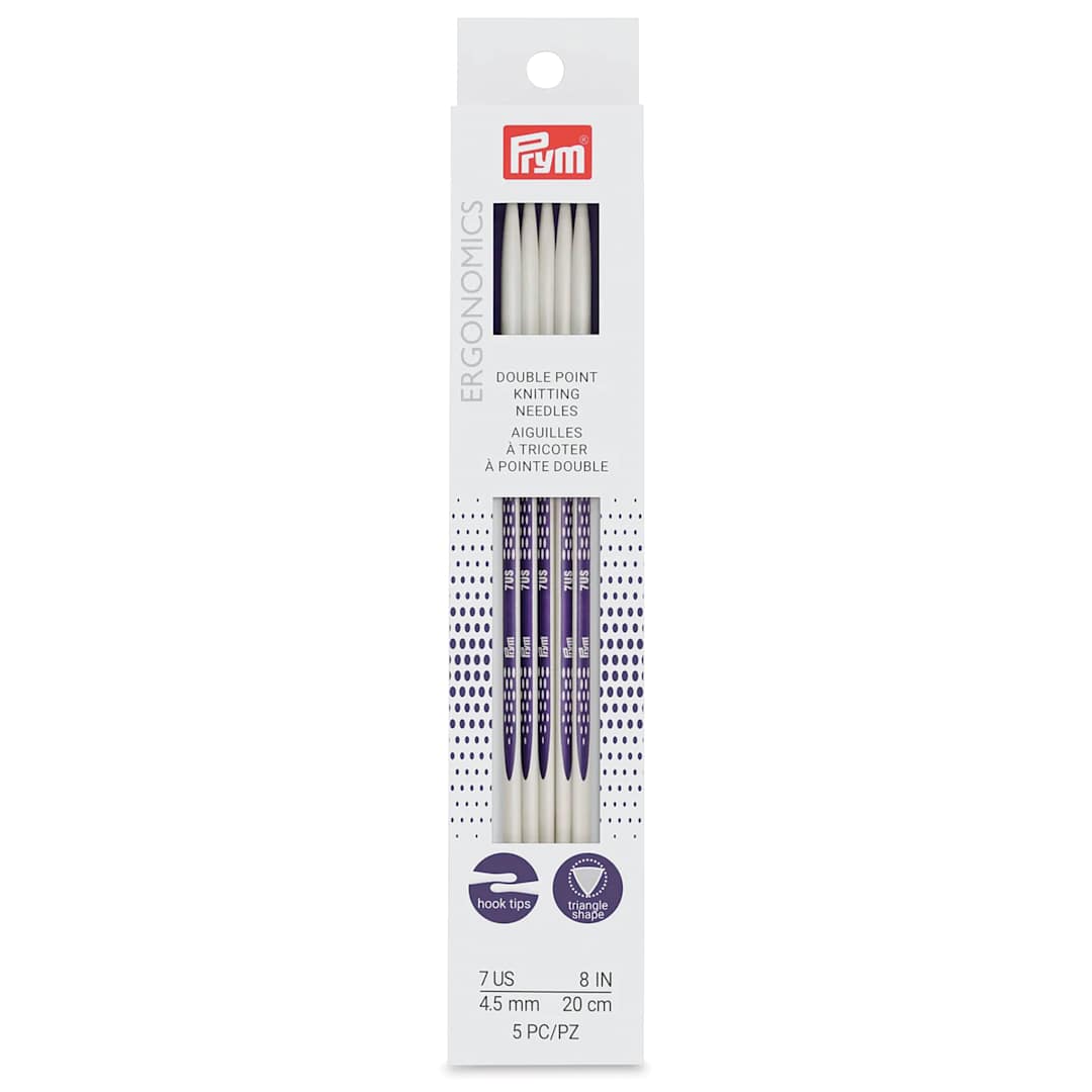 Open in modal - Prym Ergonomics Double Point Knitting Needle Set - Size 7, Set of 5, 8" - front of packaging