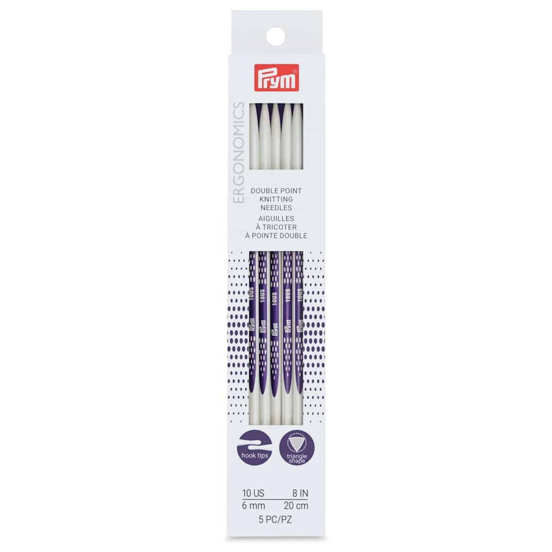 Open in modal - Prym Ergonomics Double Point Knitting Needle Set - Size 10, Set of 5, 8" - front of packaging