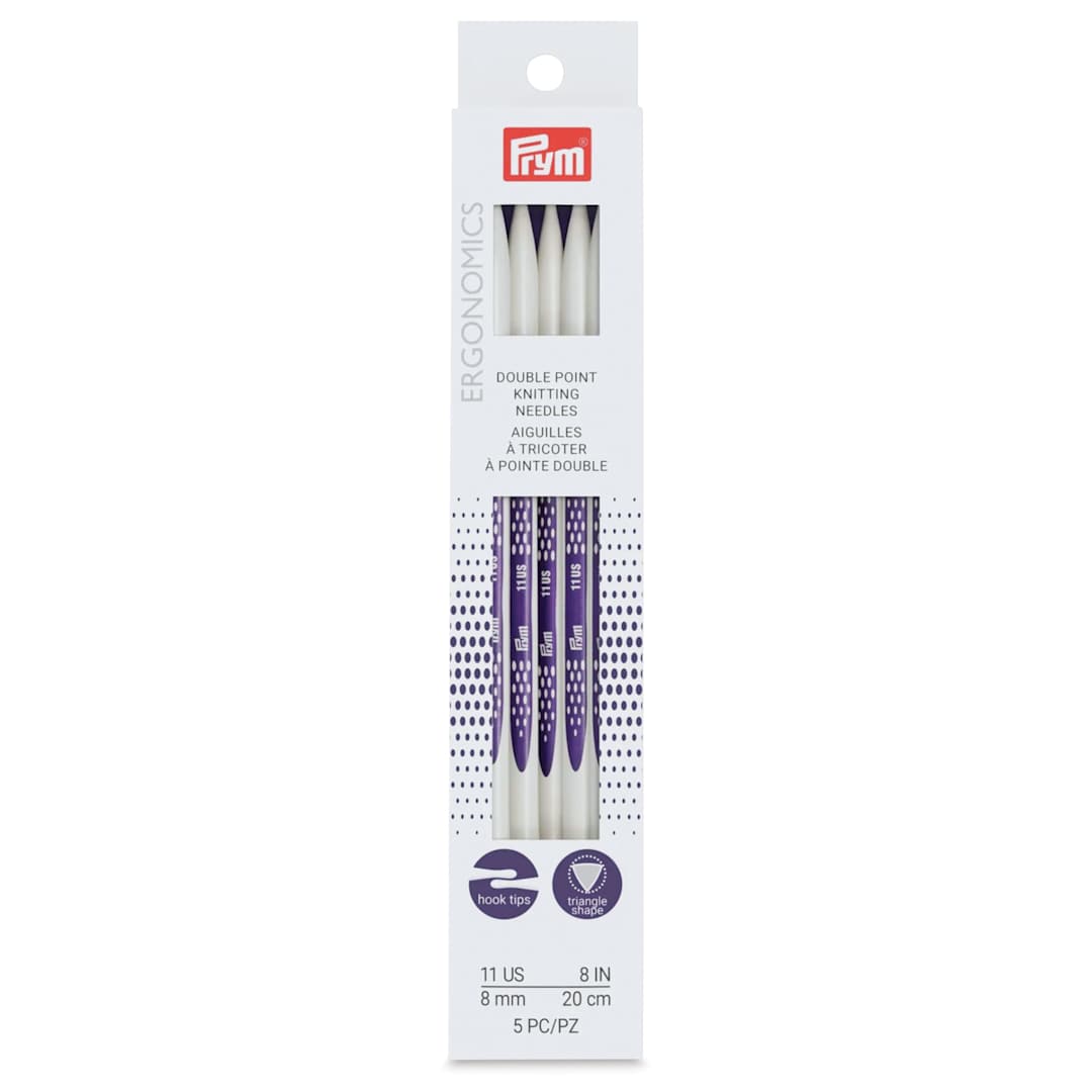 Open in modal - Prym Ergonomics Double Point Knitting Needle Set - Size 11, Set of 5, 8" - front of packaging