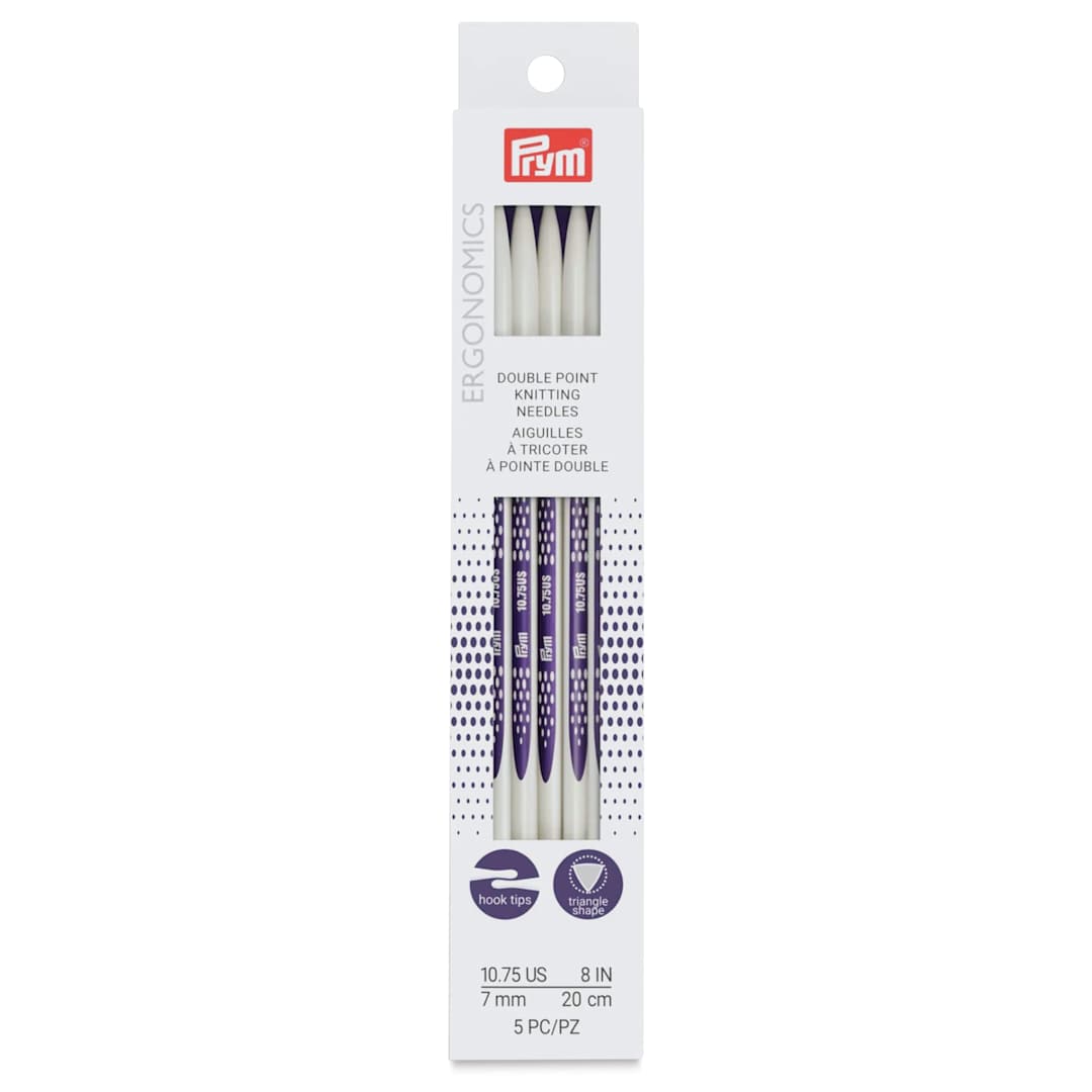 Open in modal - Prym Ergonomics Double Point Knitting Needle Set - Size 10.75, Set of 5, 8" - front of packaging