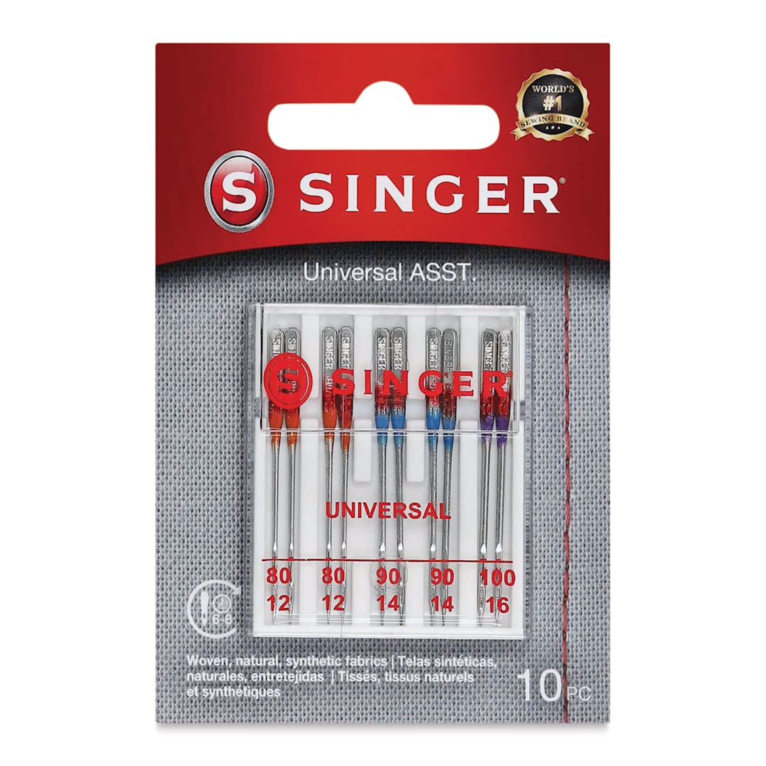 Open in modal - Singer Sewing Machine Needles - Universal, Assorted, Pkg of 10 front of packaging