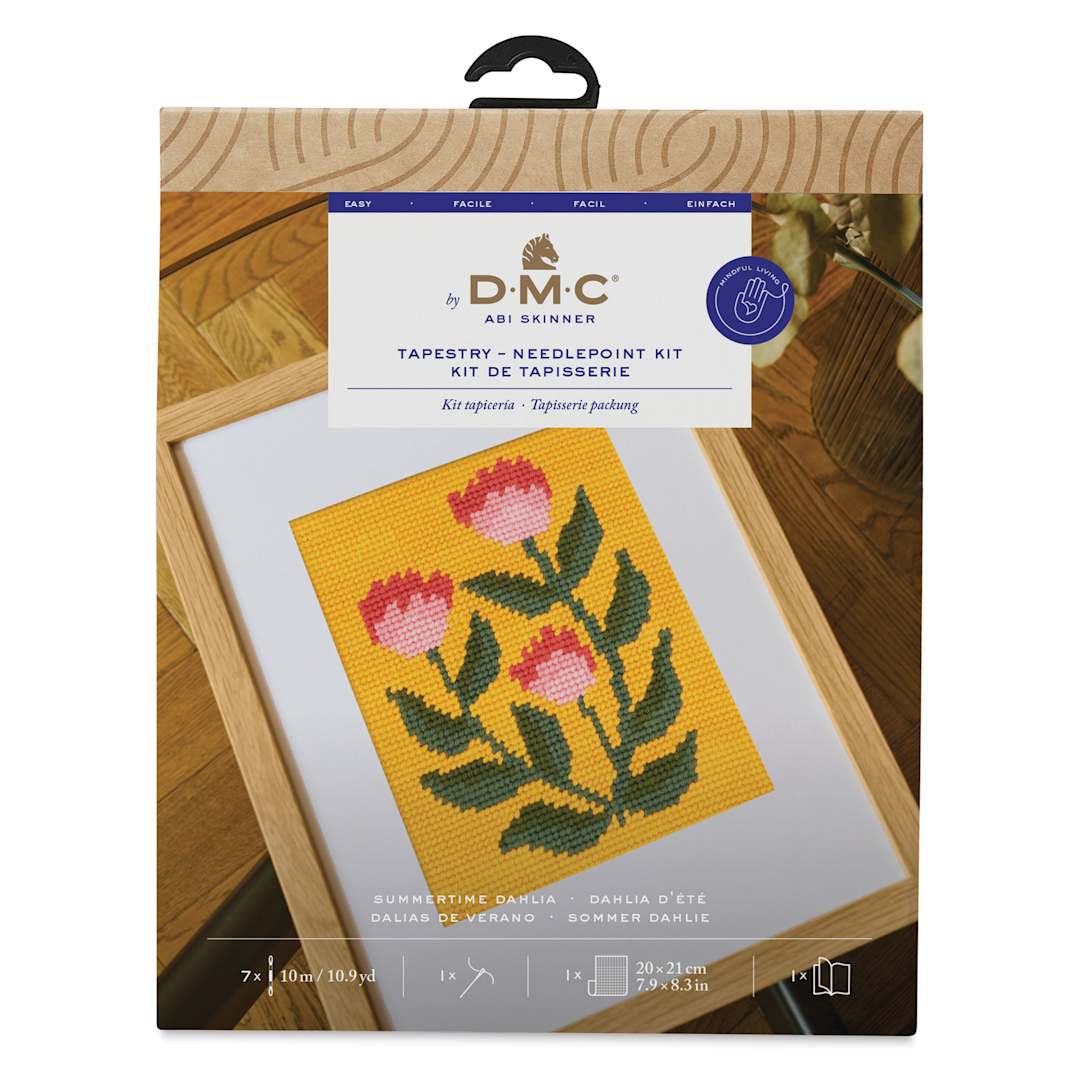 Open in modal - DMC The Designer Collection Easy Tapestry & Needlepoint Kit - Summertime Dahlia, front of packaging