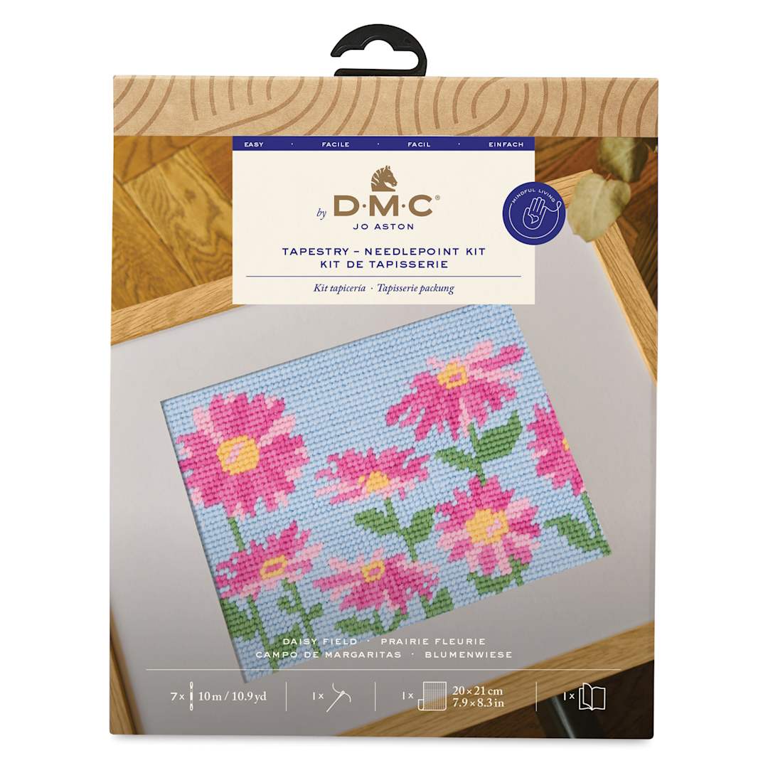 Open in modal - DMC The Designer Collection Easy Tapestry & Needlepoint Kit - Daisy Field, packaging