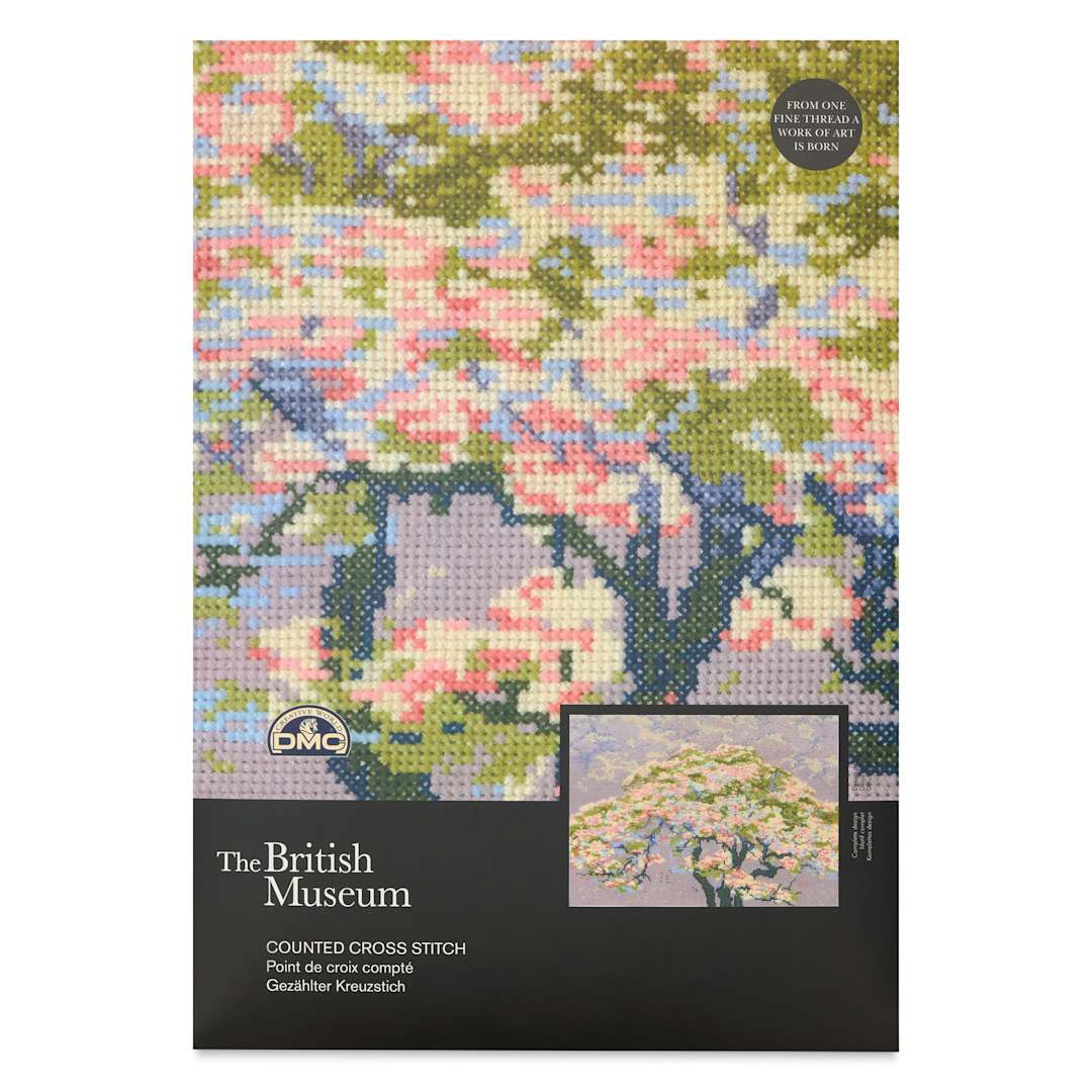 Open in modal - DMC The Museum Collection Cross Stitch Kit - "A Tree in Blossom” by William Giles, front of packaging