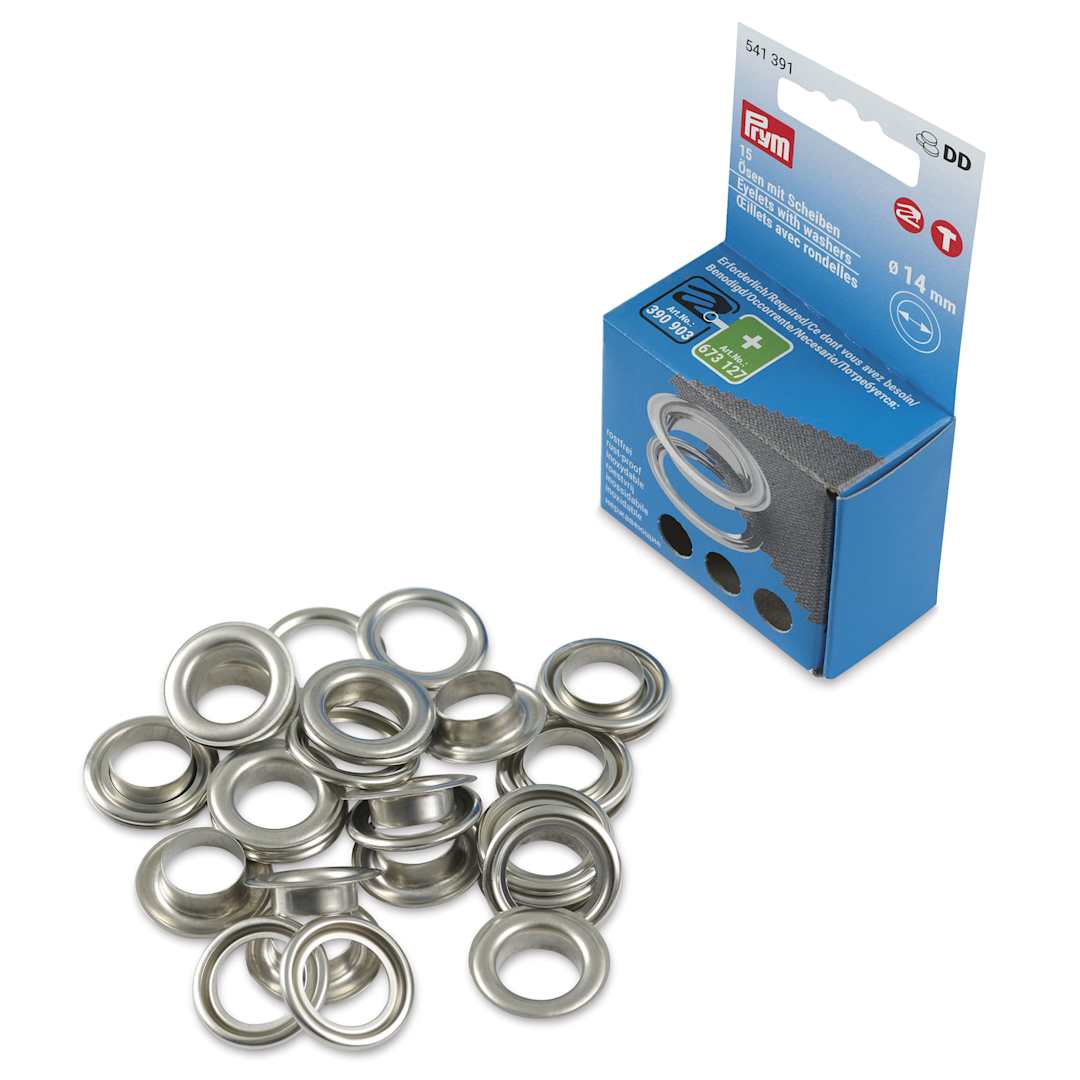 Open in modal - Prym Vario Creative Eyelets with Washers - Pkg of 15, Silver, 14 mm Dia.
