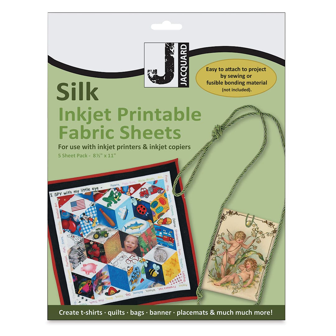 Open in modal - Jacquard Silk Inkjet Fabric - Front of package of 5 sheets