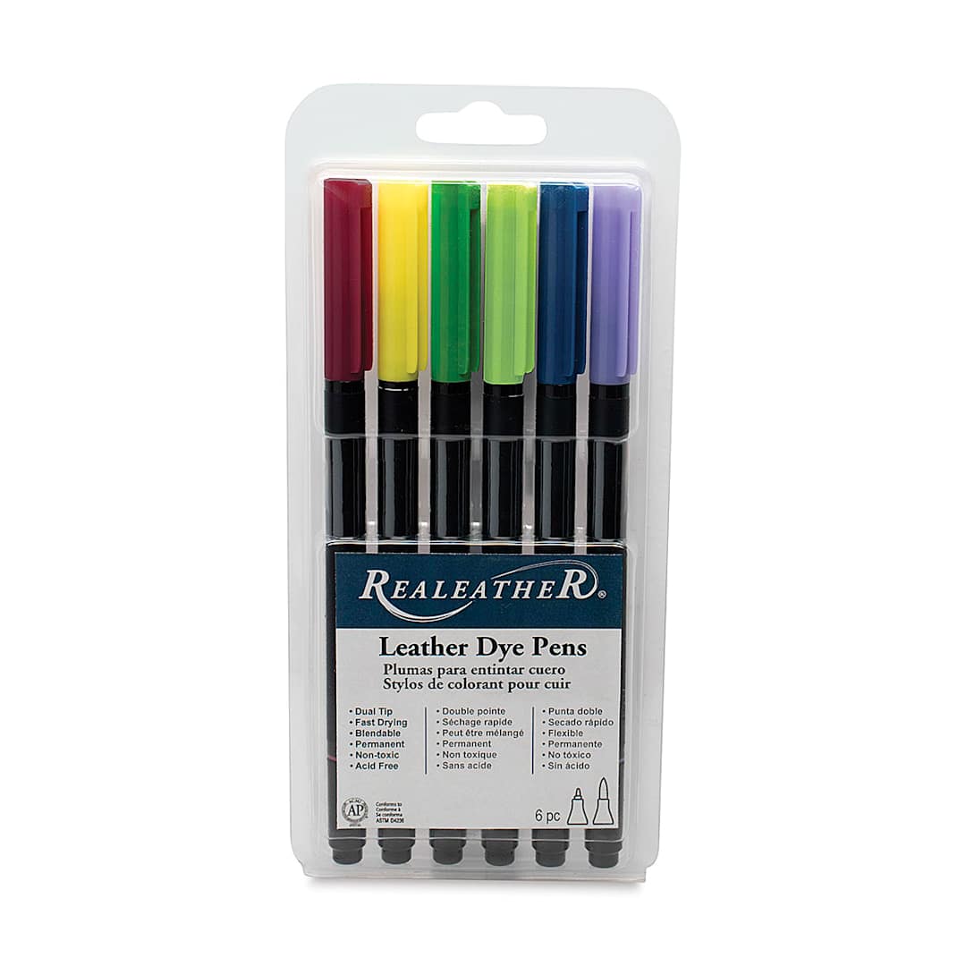 Open in modal - Realeather Leather Dye Pens - Blister package of 6 pc Set of Landscape Colors