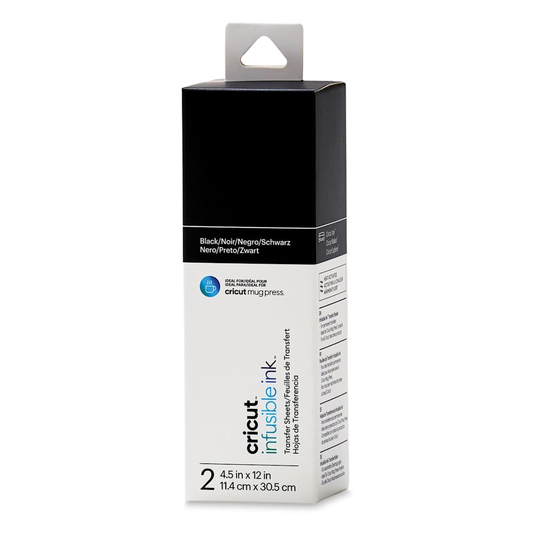 Open in modal - Cricut Infusible Ink Solid Transfer Sheets - Black, 4-1/2" x 12", 2 Sheets (In packaging)