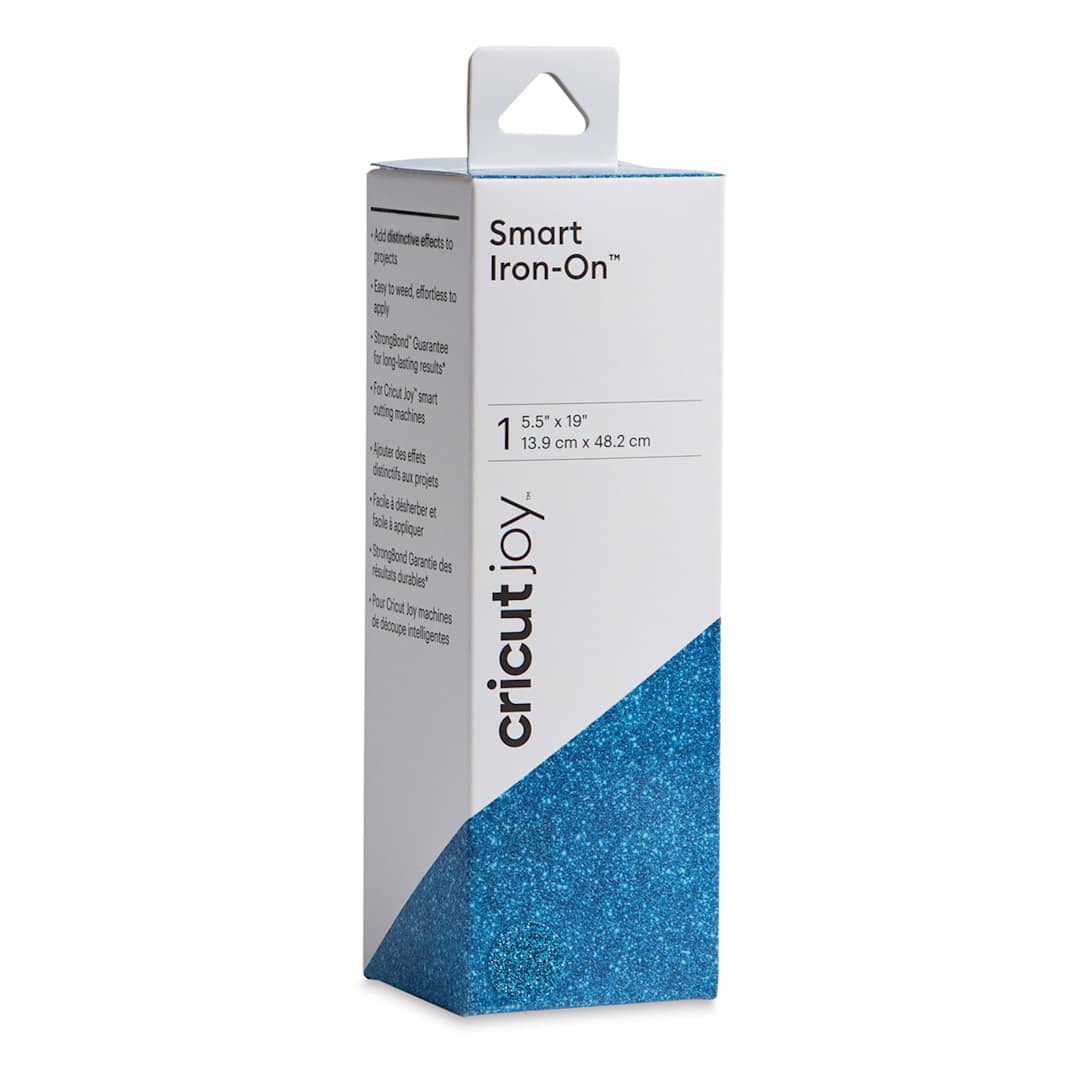 Open in modal - Cricut Joy Smart Iron-On - Glitter Aqua, 5-1/2" x 19", Roll (In packaging)
