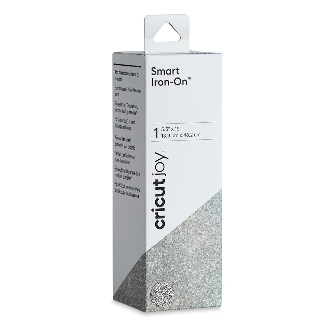 Open in modal - Cricut Joy Smart Iron-On - Glitter Silver, 5-1/2" x 19", Roll (In packaging)