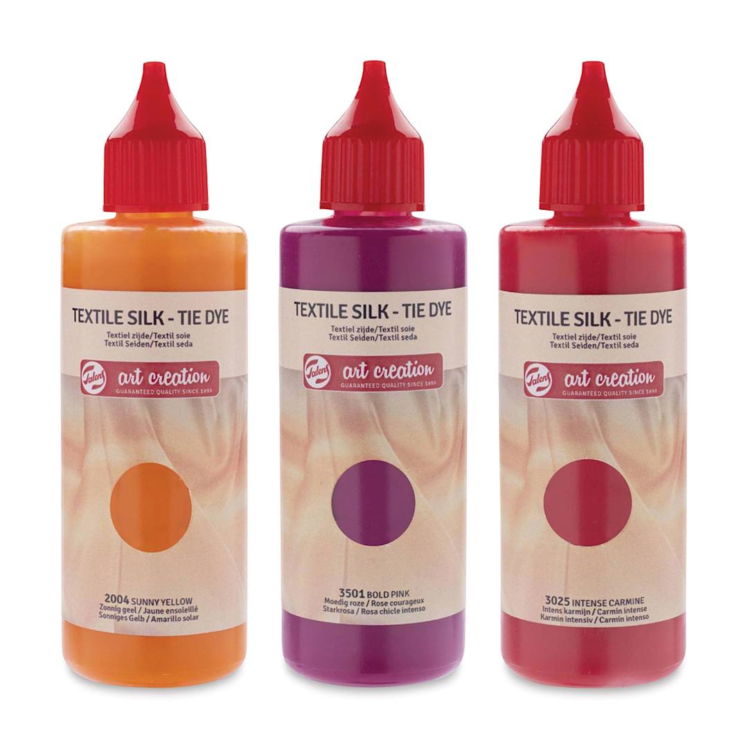 Open in modal - Talens Art Creation Tie Dye with Textile Silk Set - Set of 3, Warm Colors, Bottles