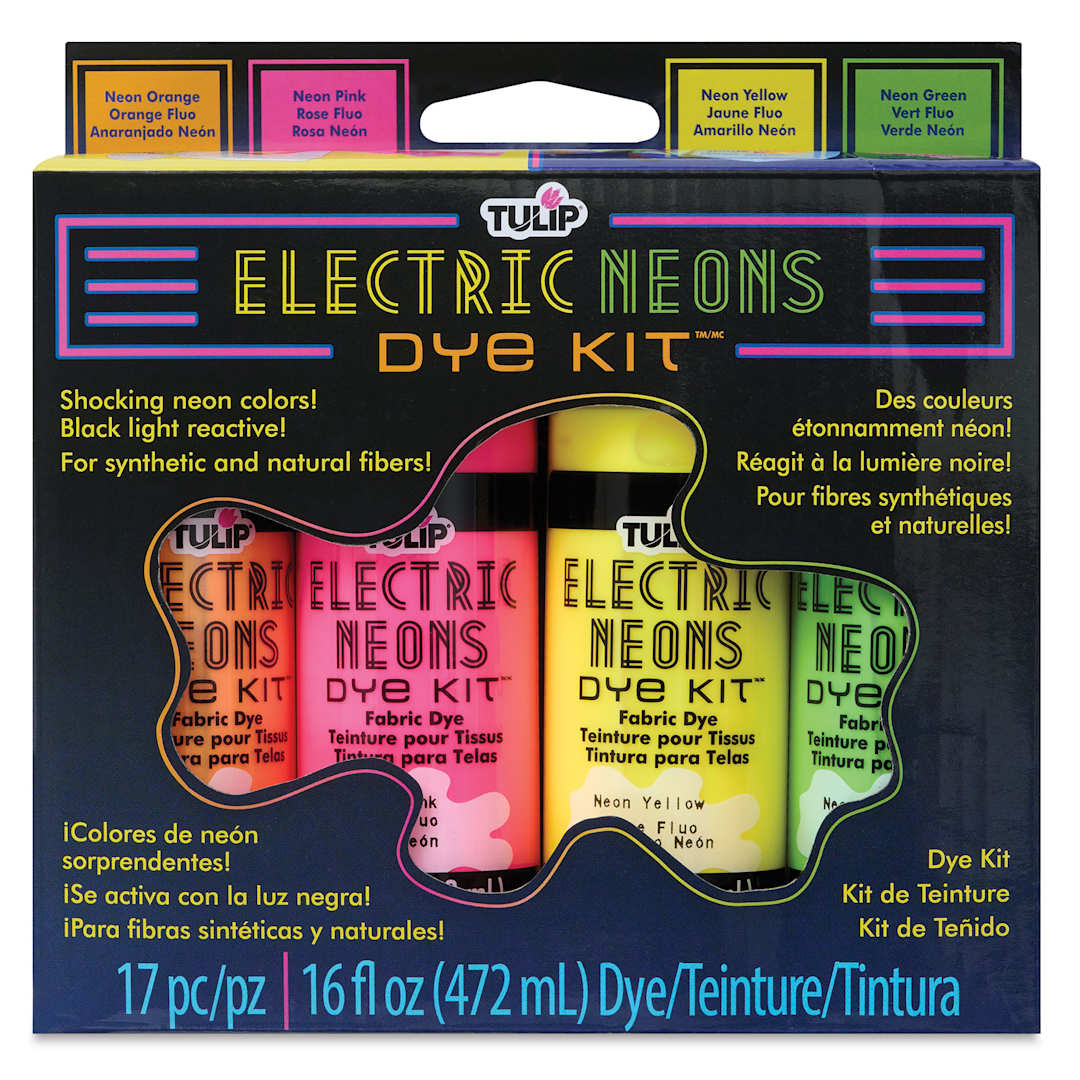 Open in modal - Tulip Electric Neons Tie-Dye Kit, front of the packaging