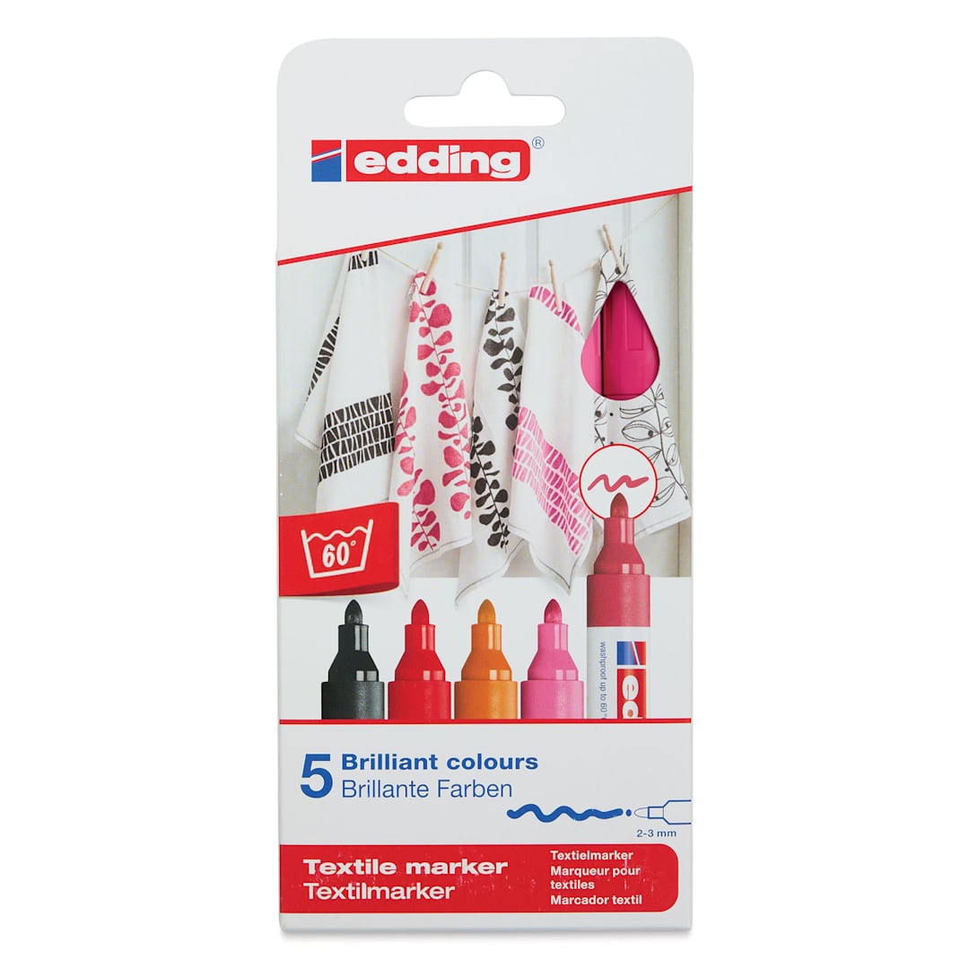Open in modal - Edding 4500 Textile Markers - Warm, Set of 5, front of the packaging