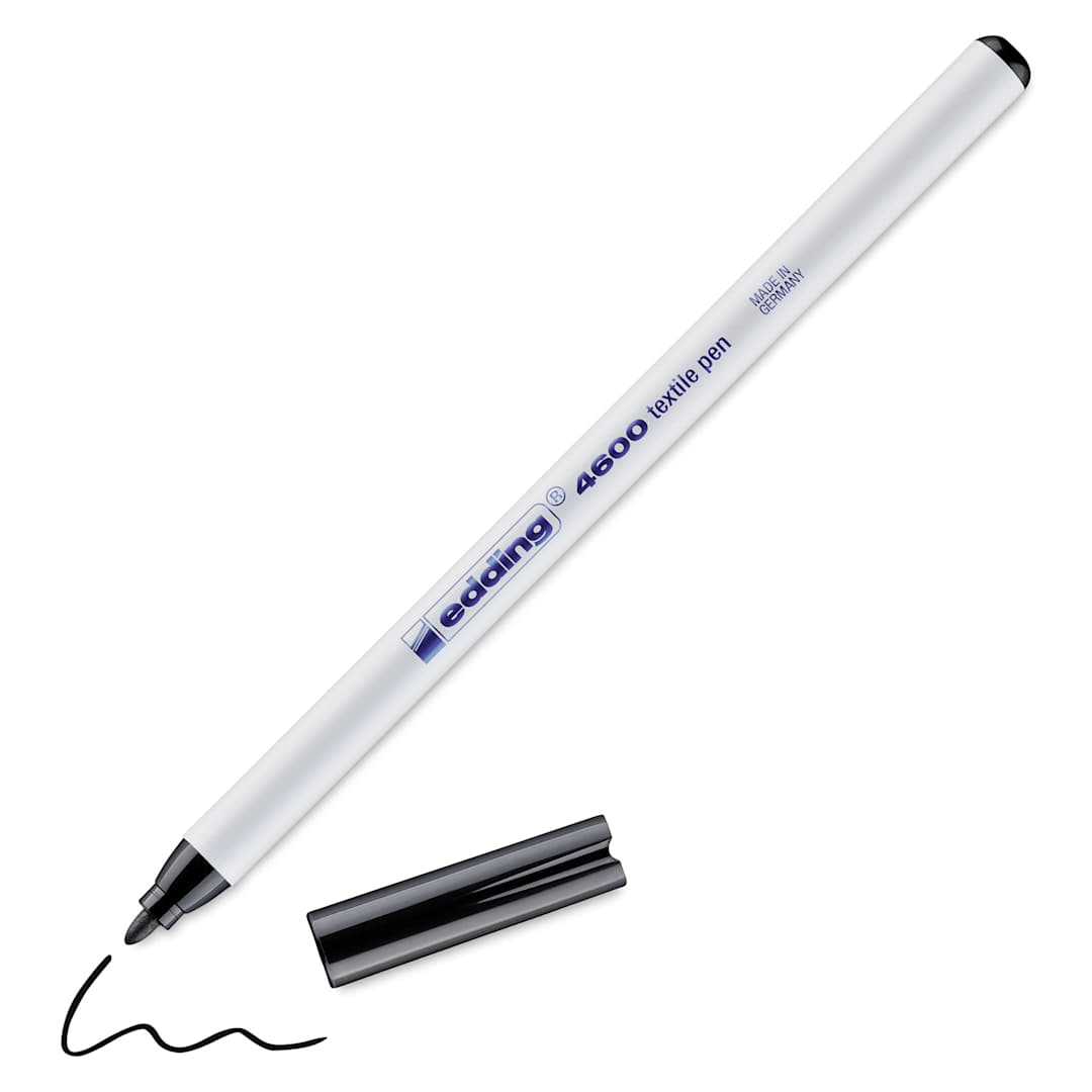 Open in modal - Edding 4600 Textile Pen - Black, cap off