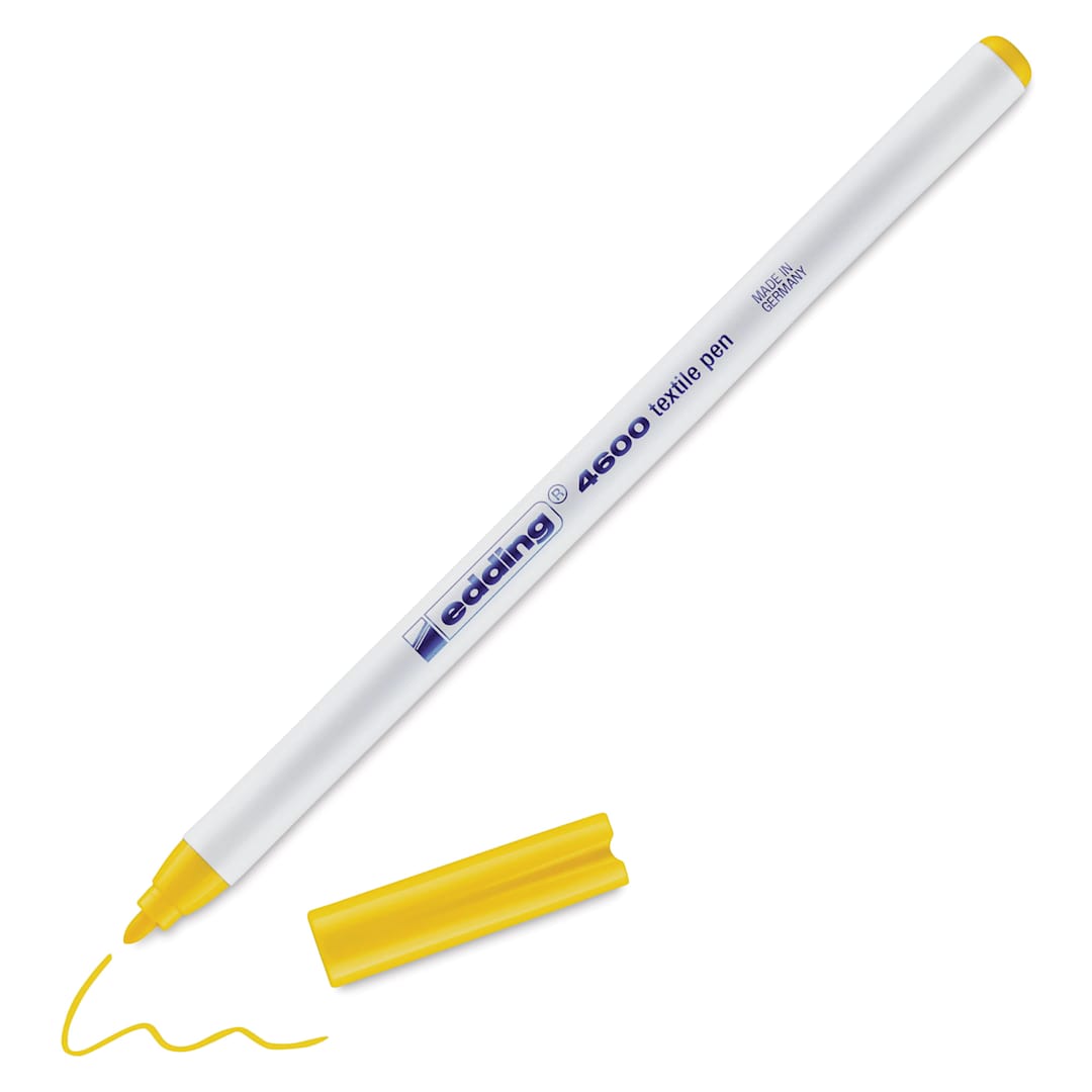 Open in modal - Edding 4600 Textile Pen - Yellow, cap off