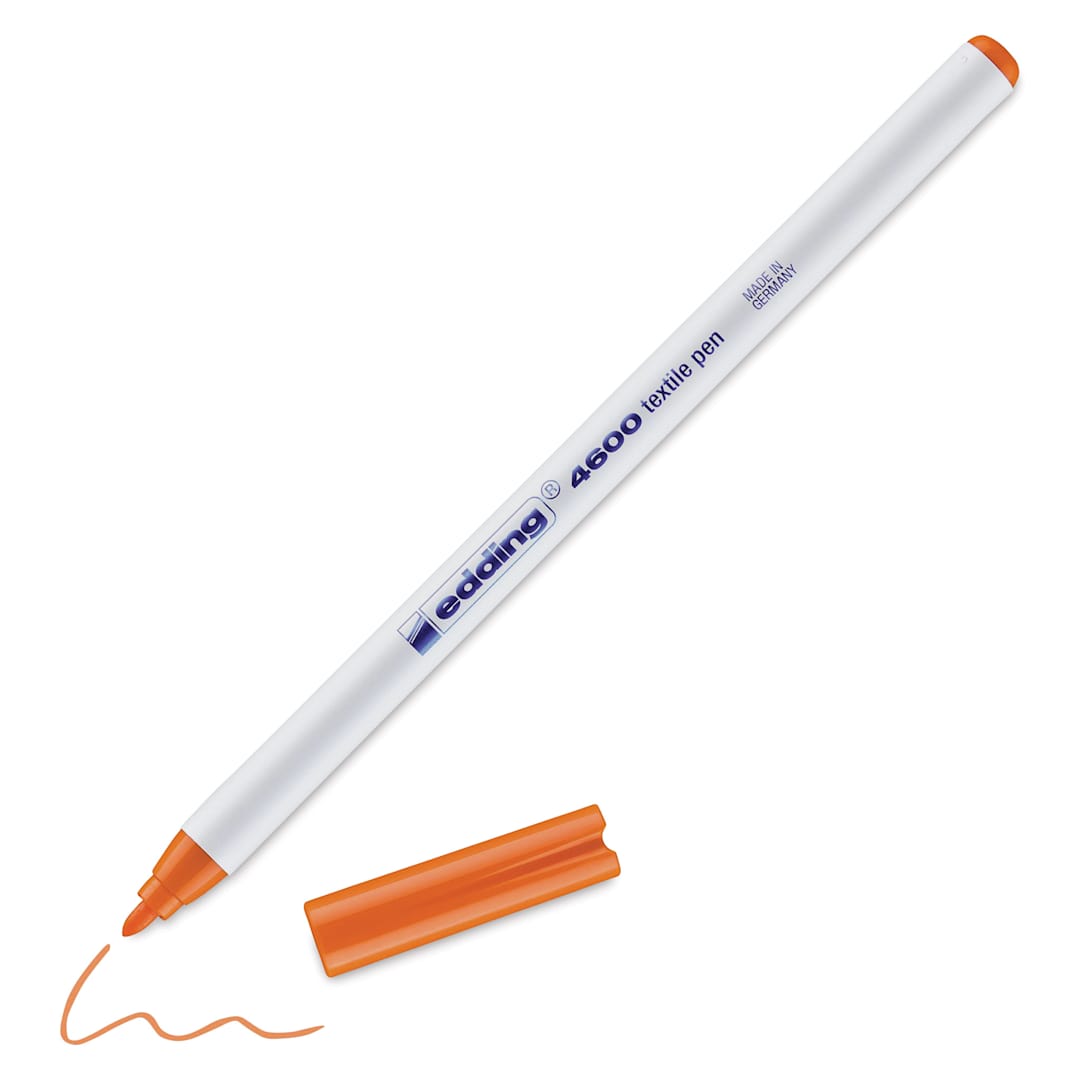 Open in modal - Edding 4600 Textile Pen - Orange, cap off