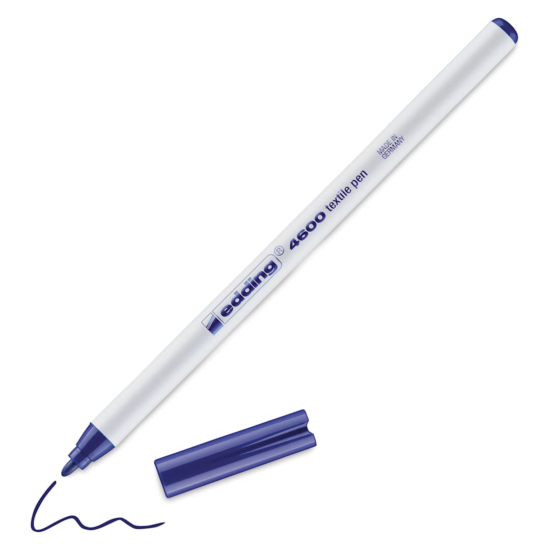 Open in modal - Edding 4600 Textile Pen - Blue, cap off