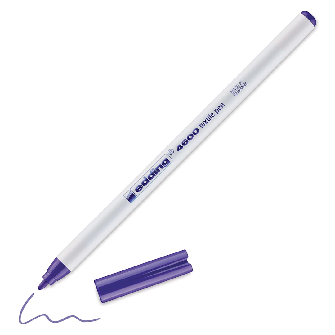 Open in modal - Edding 4600 Textile Pen - Violet, cap off