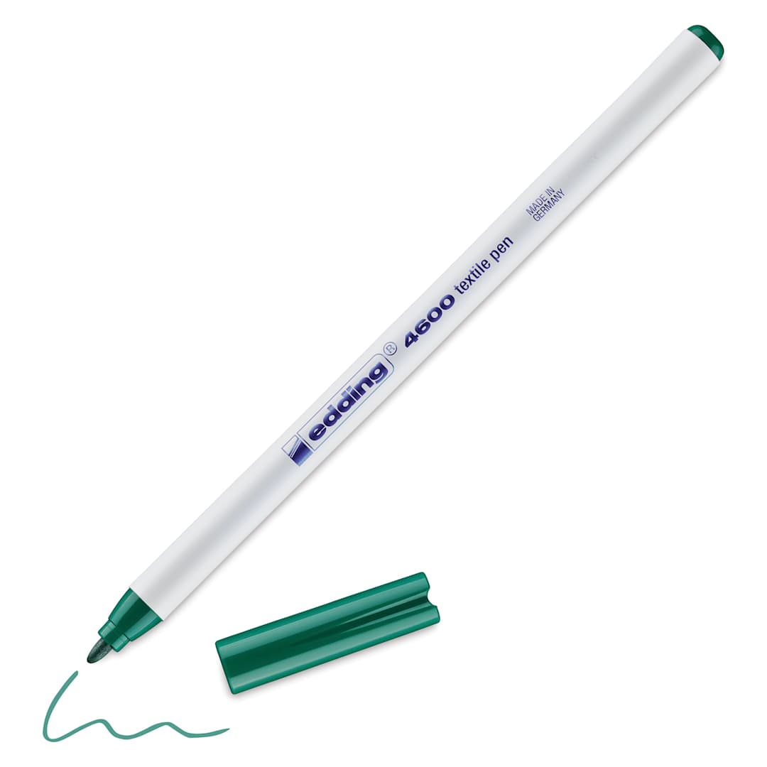 Open in modal - Edding 4600 Textile Pen - Green, cap off