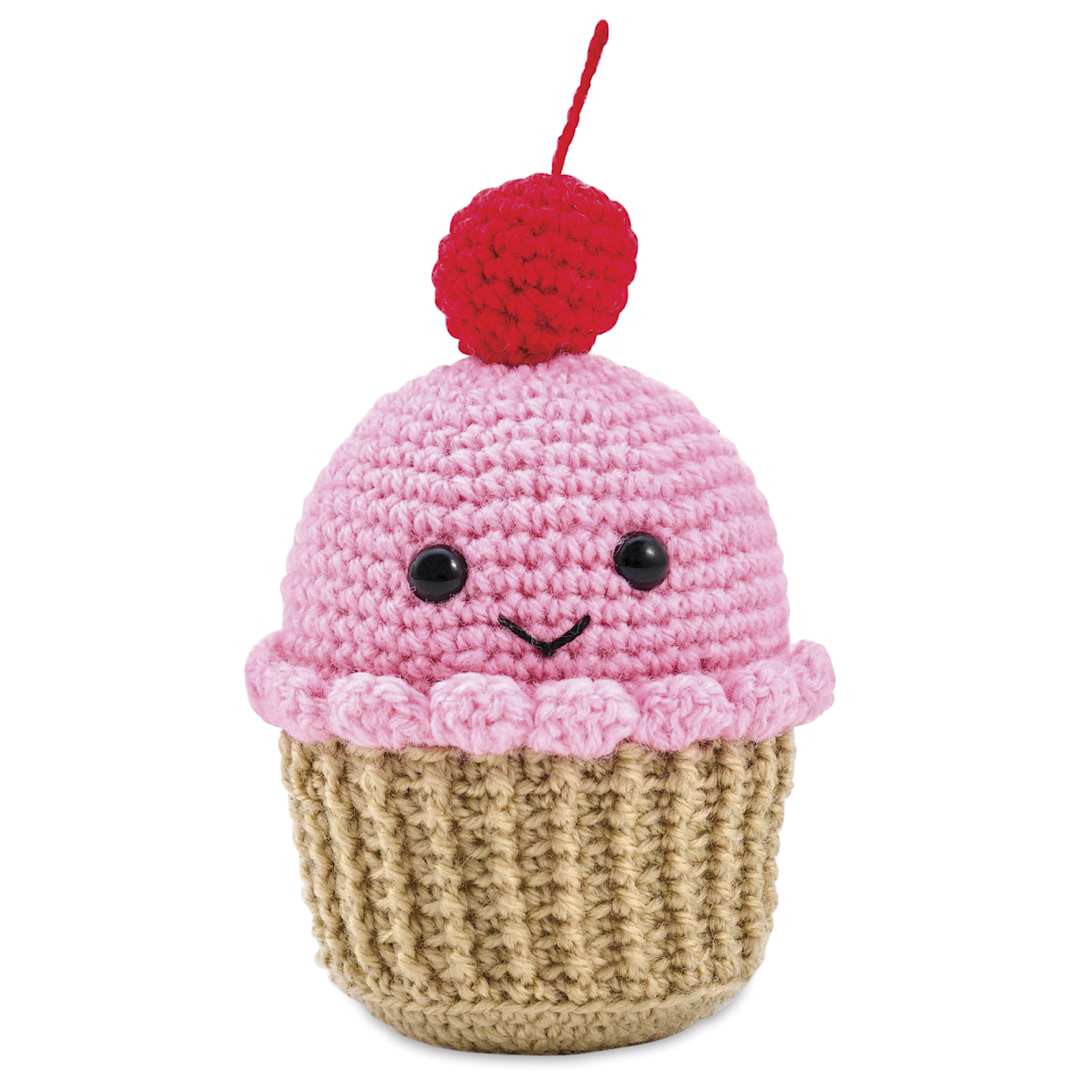 Open in modal - Bucilla Acrylic Yarn Amigurumi Crochet Kit - Sherry the Cupcake, 3" x 5" x 3" - finished